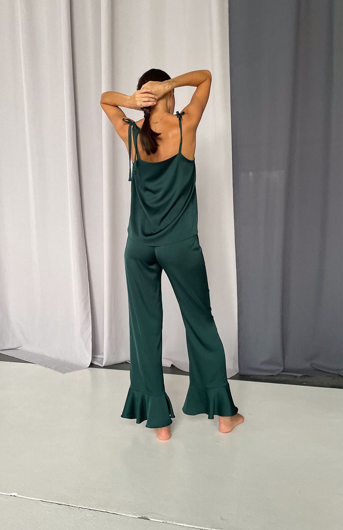 Green Goddess | Satin Loungewear Set
