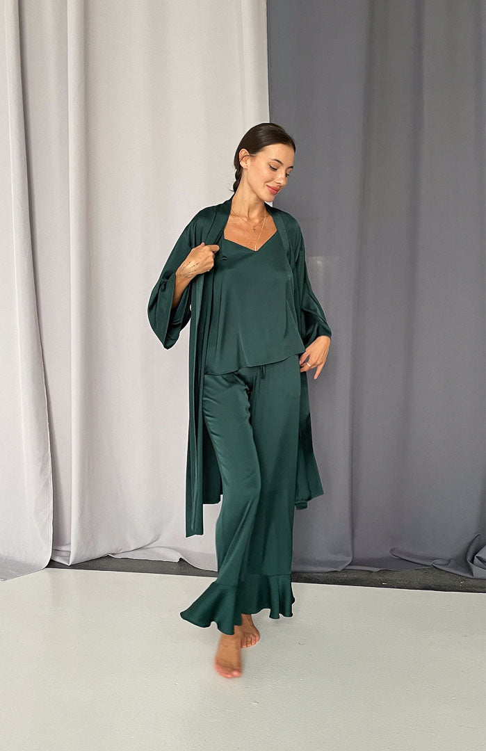 Green Goddess | Satin Loungewear Set