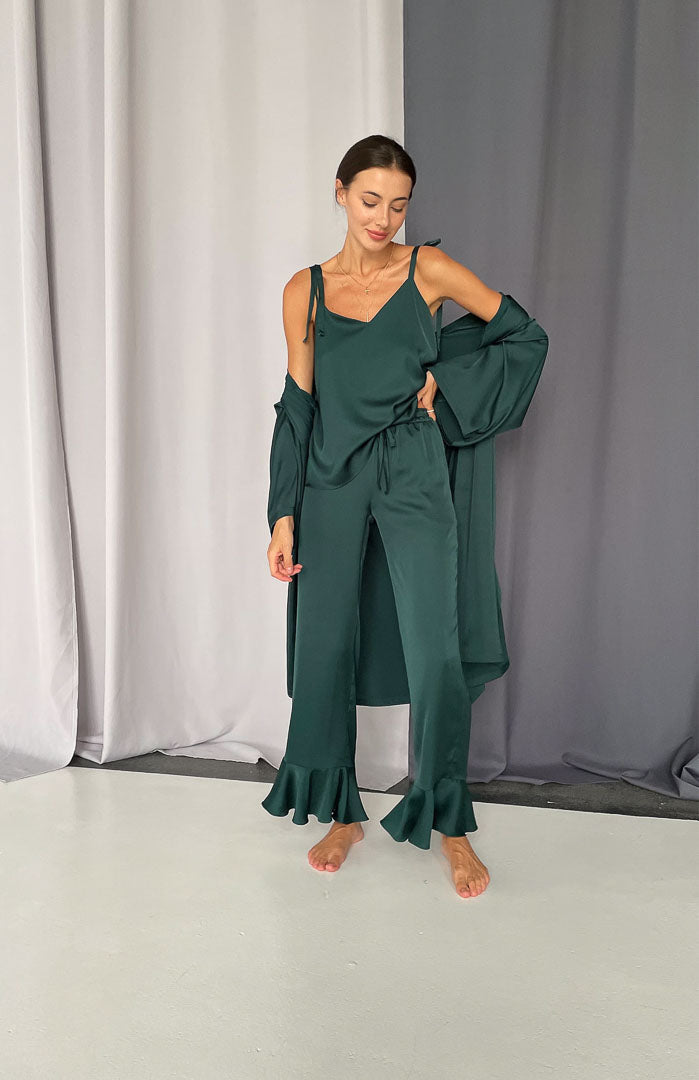Green Goddess | Satin Loungewear Set