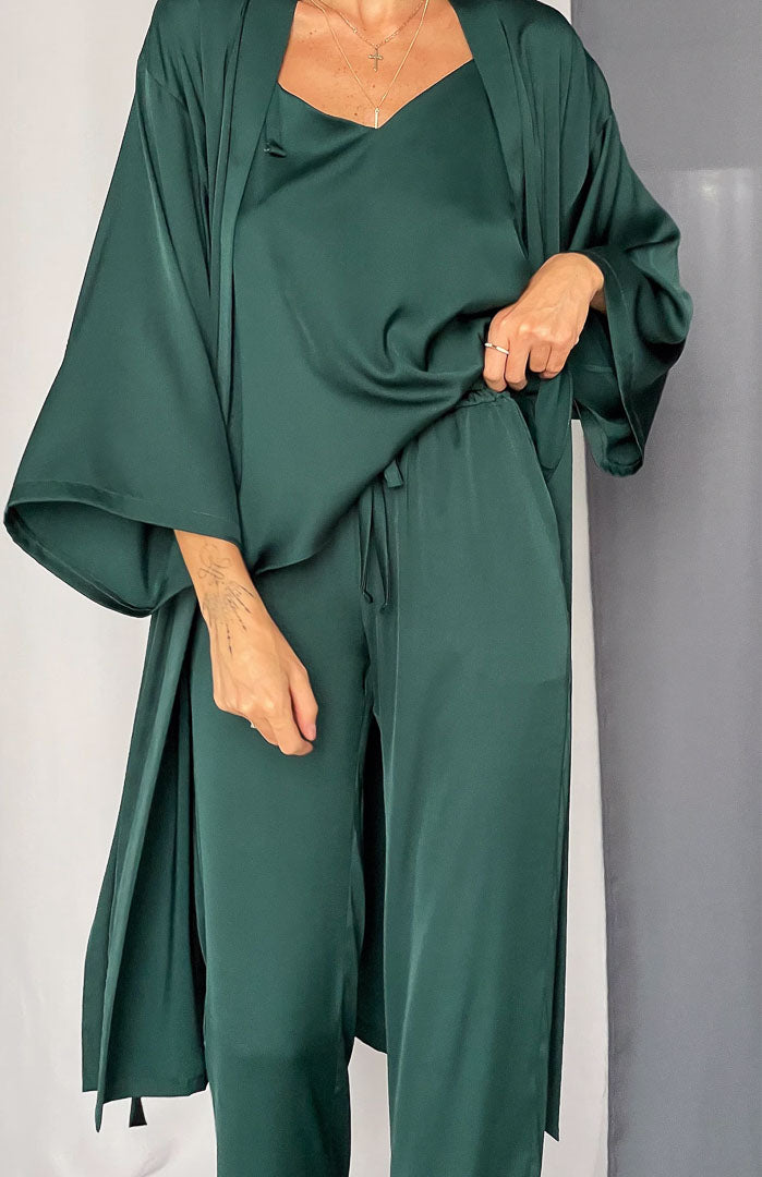 Green Goddess | Satin Loungewear Set