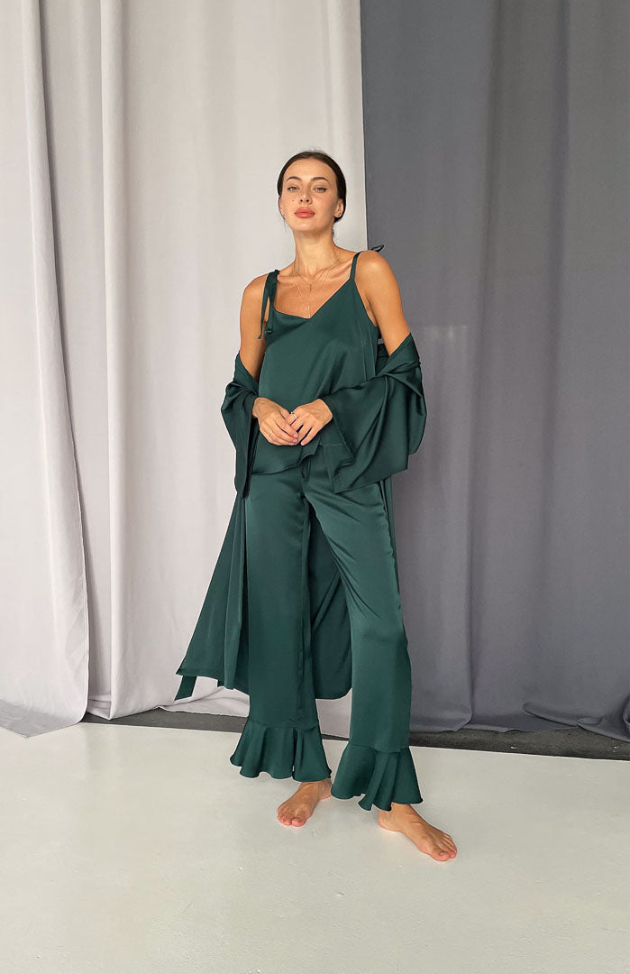 Green Goddess | Satin Loungewear Set