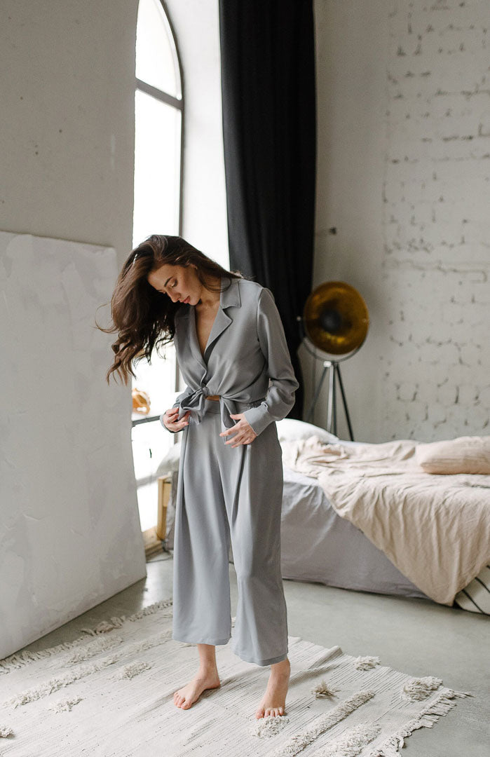 Moon Dusk | Luxury Grey Satin Co-ord Nightwear
