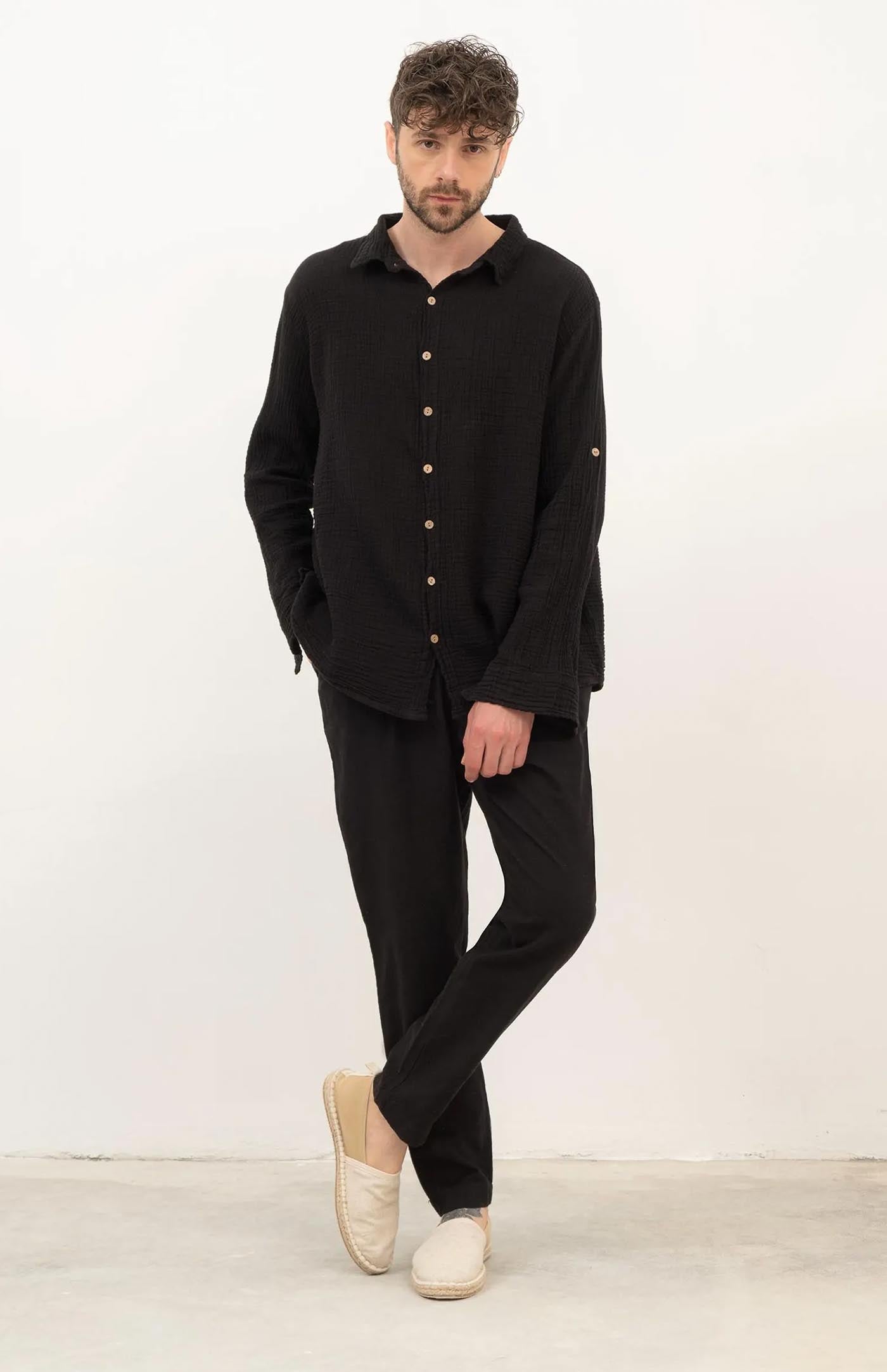Black Co-ord Set | Cotton Linen Blend