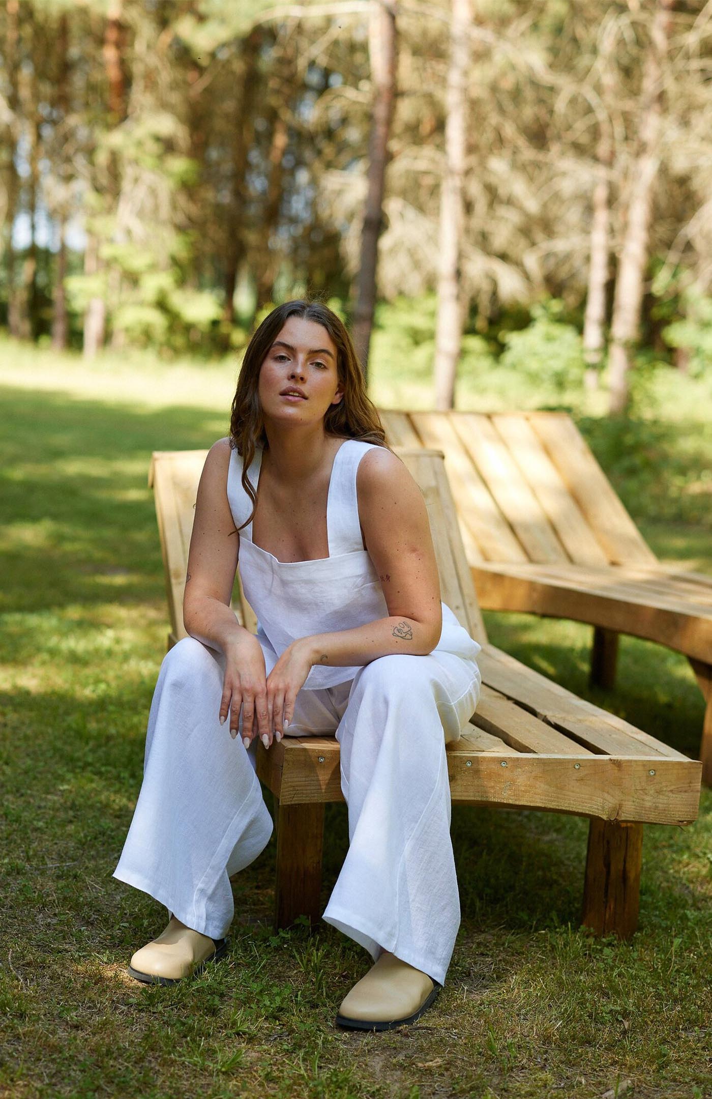 White Co-ord Set Women | Linen Blend