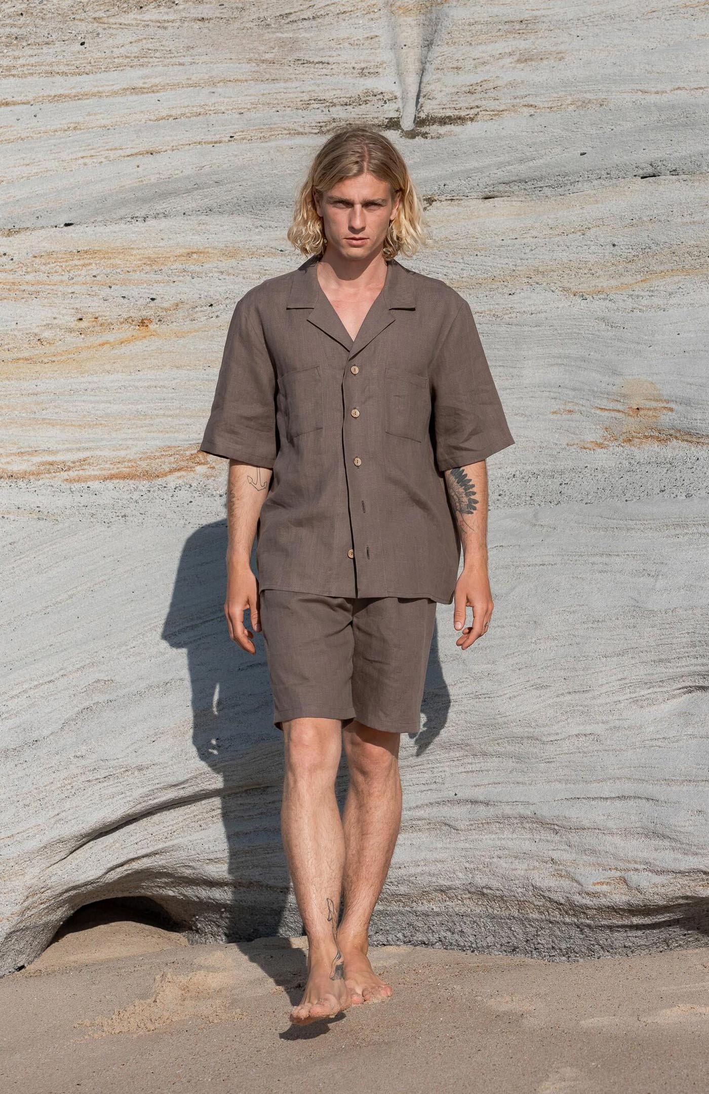 Brown Co-ord Shorts Set | Linen Set