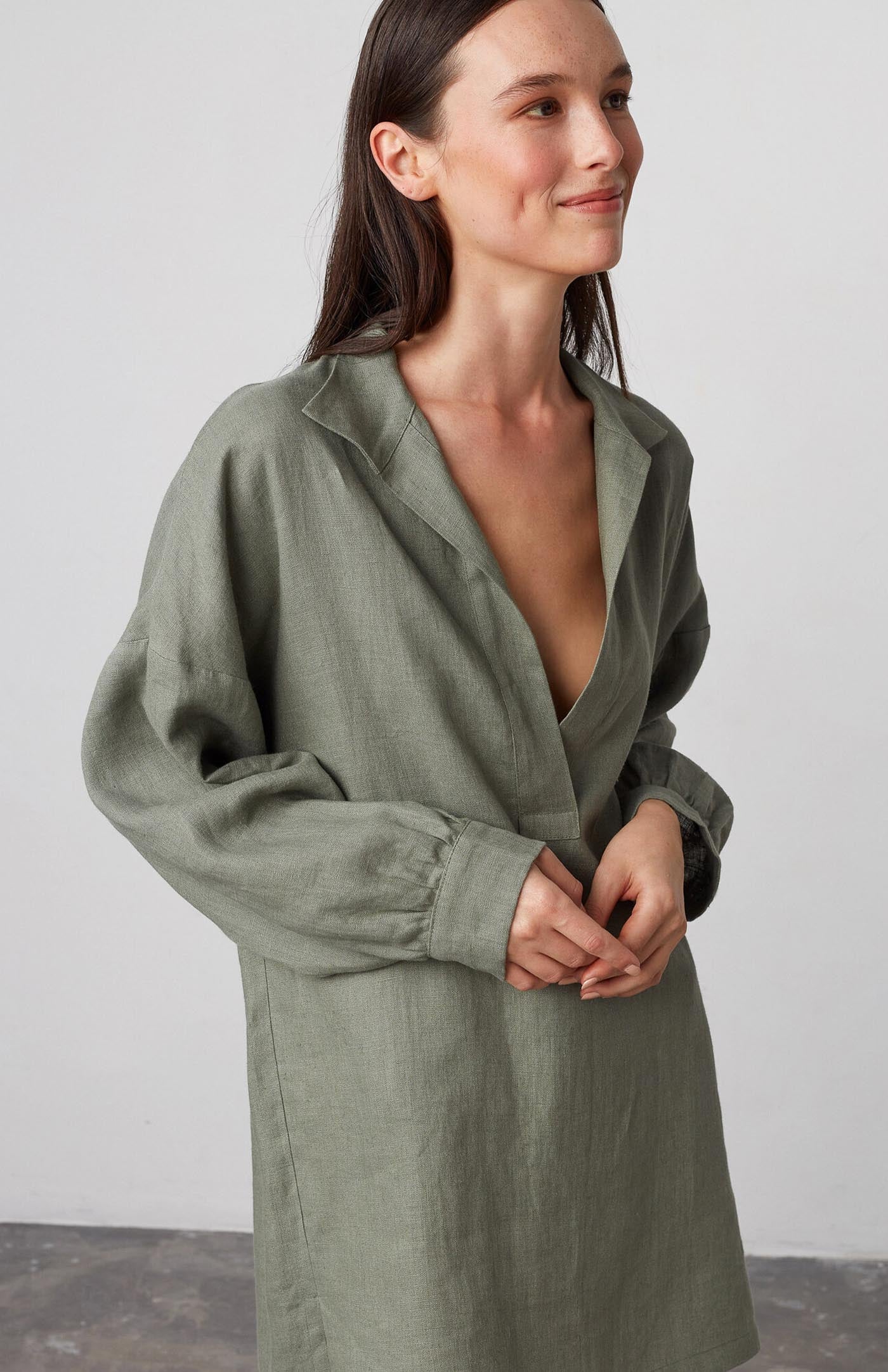 Jaded Green Dress | Cotton Linen Blend