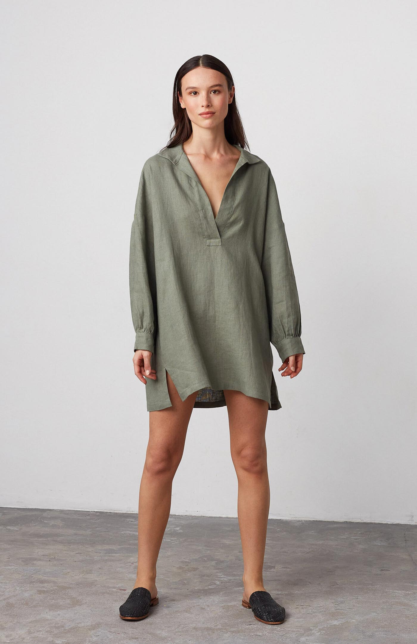 Jaded Green Dress | Cotton Linen Blend