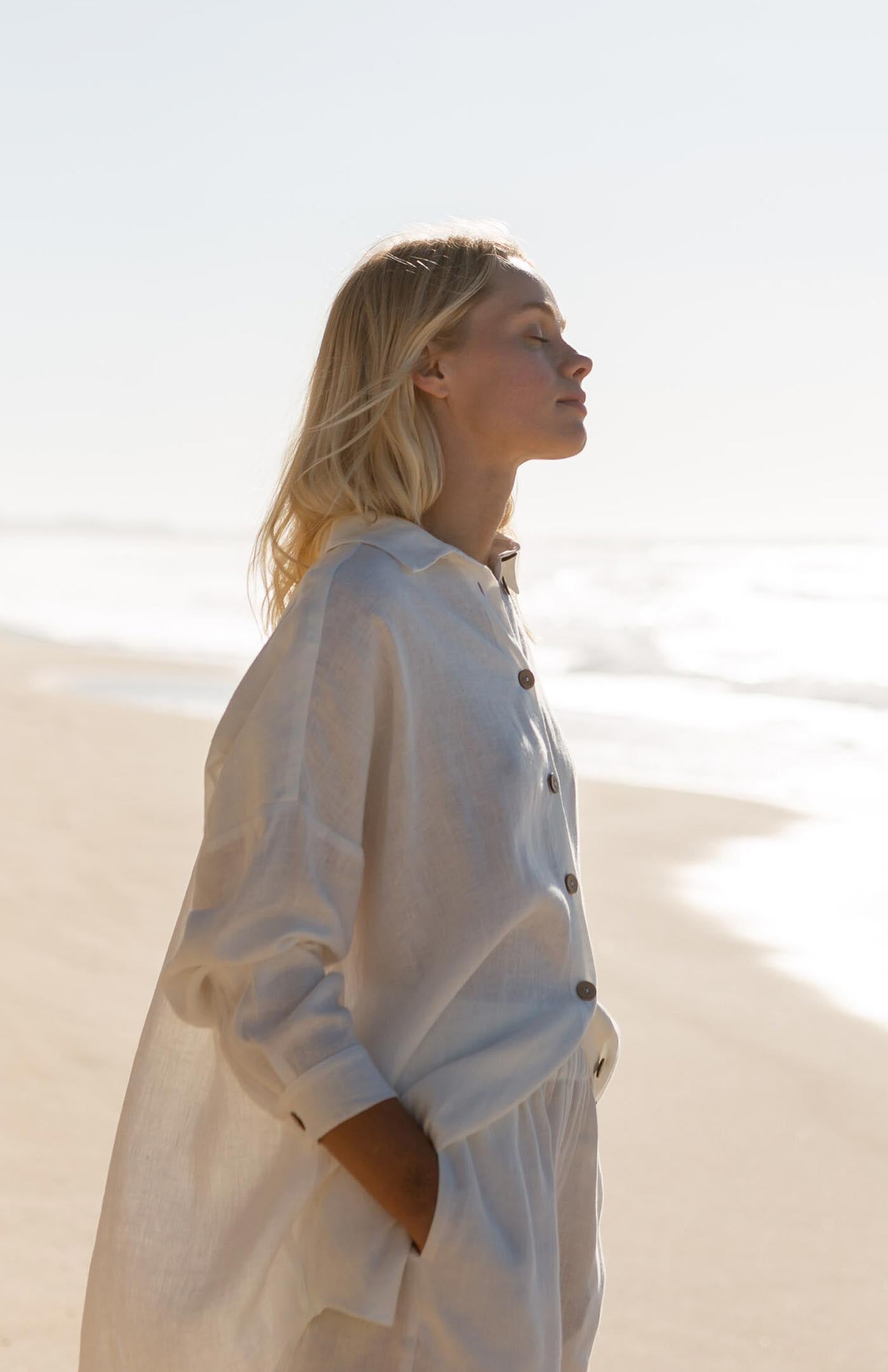 White Sand Co-ord Set | Cotton Linen Blend