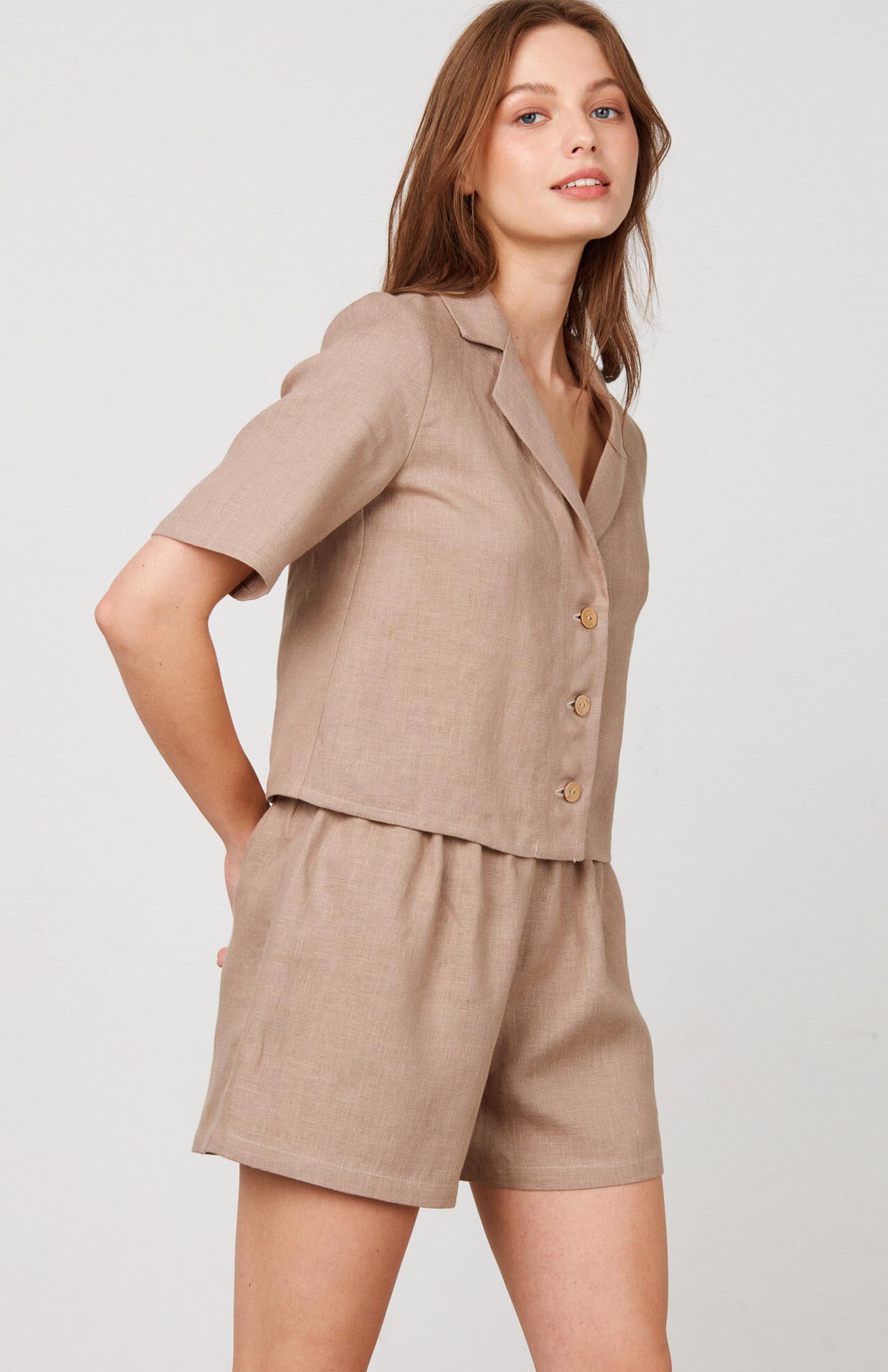 Almond Aura Co-ord Set | Cotton Linen Blend