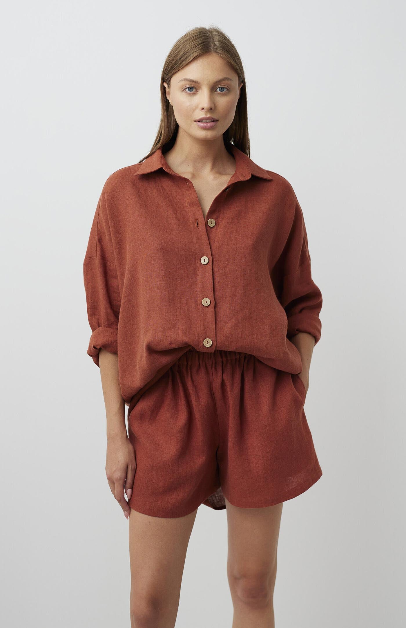 Terracotta Charm Co-ord Set | Cotton Linen Blend