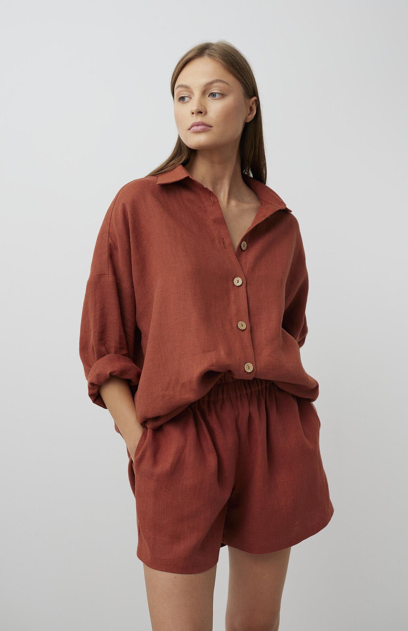 Terracotta Charm Co-ord Set | Cotton Linen Blend