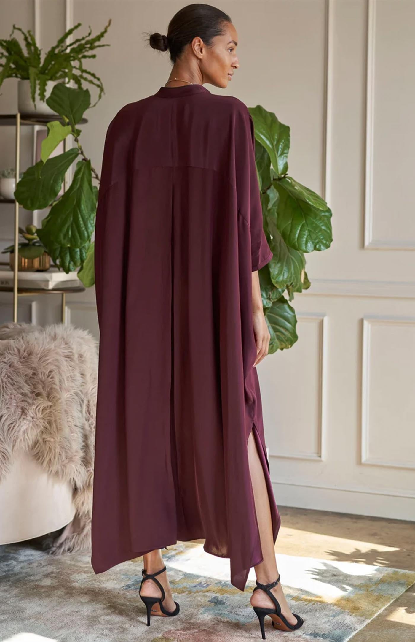 Mocha Drape | Long Brown Cotton Kaftan Dress for Women