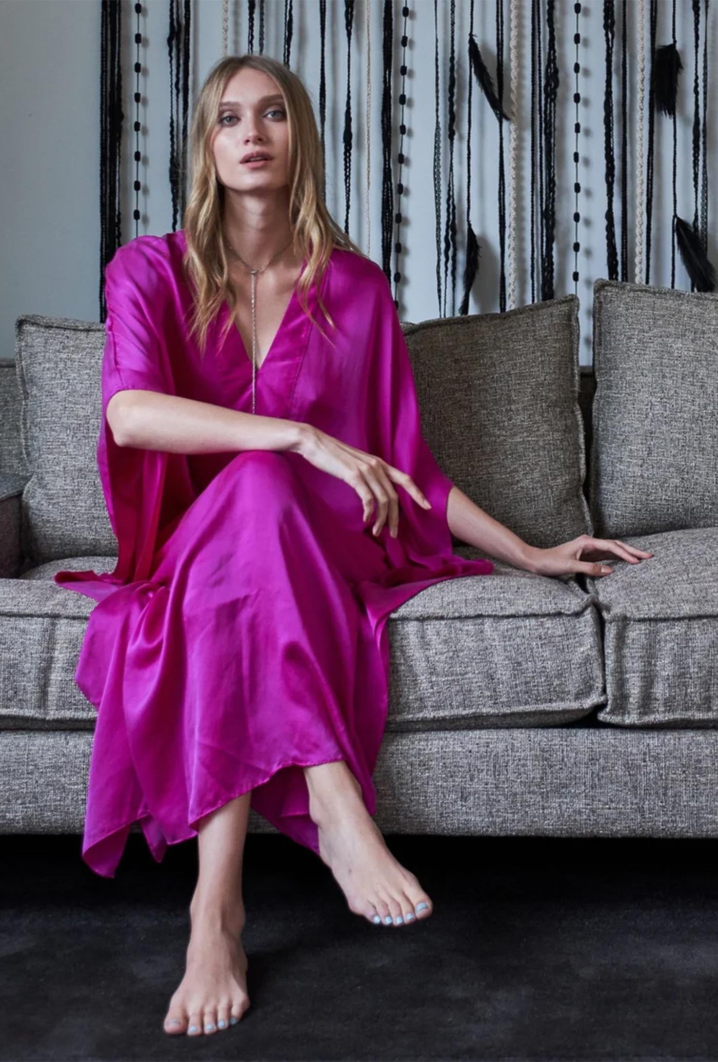 Blush Breeze | Women's Long Pink Cotton Kaftan Dress