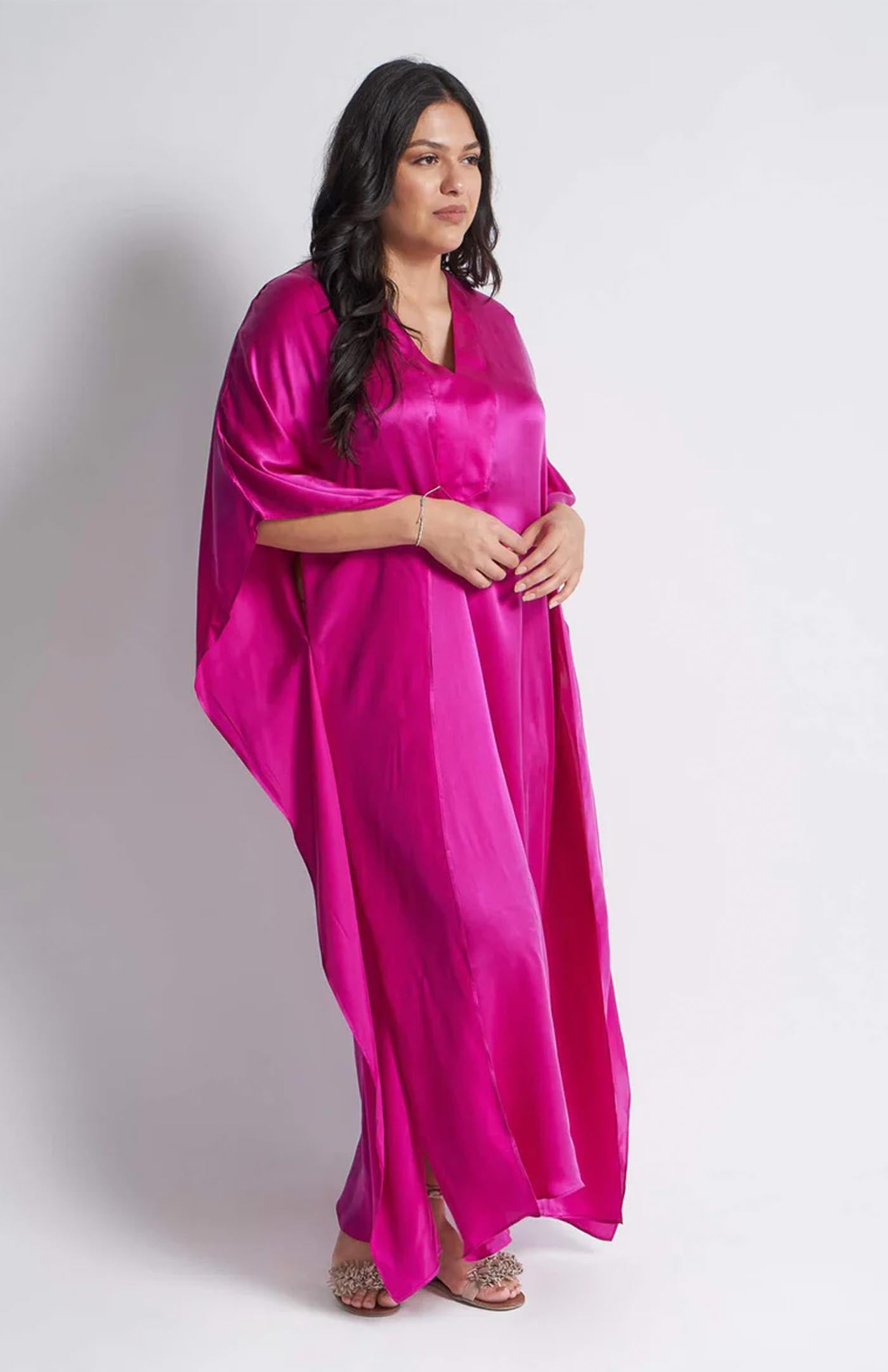 Blush Breeze | Women's Long Pink Cotton Kaftan Dress