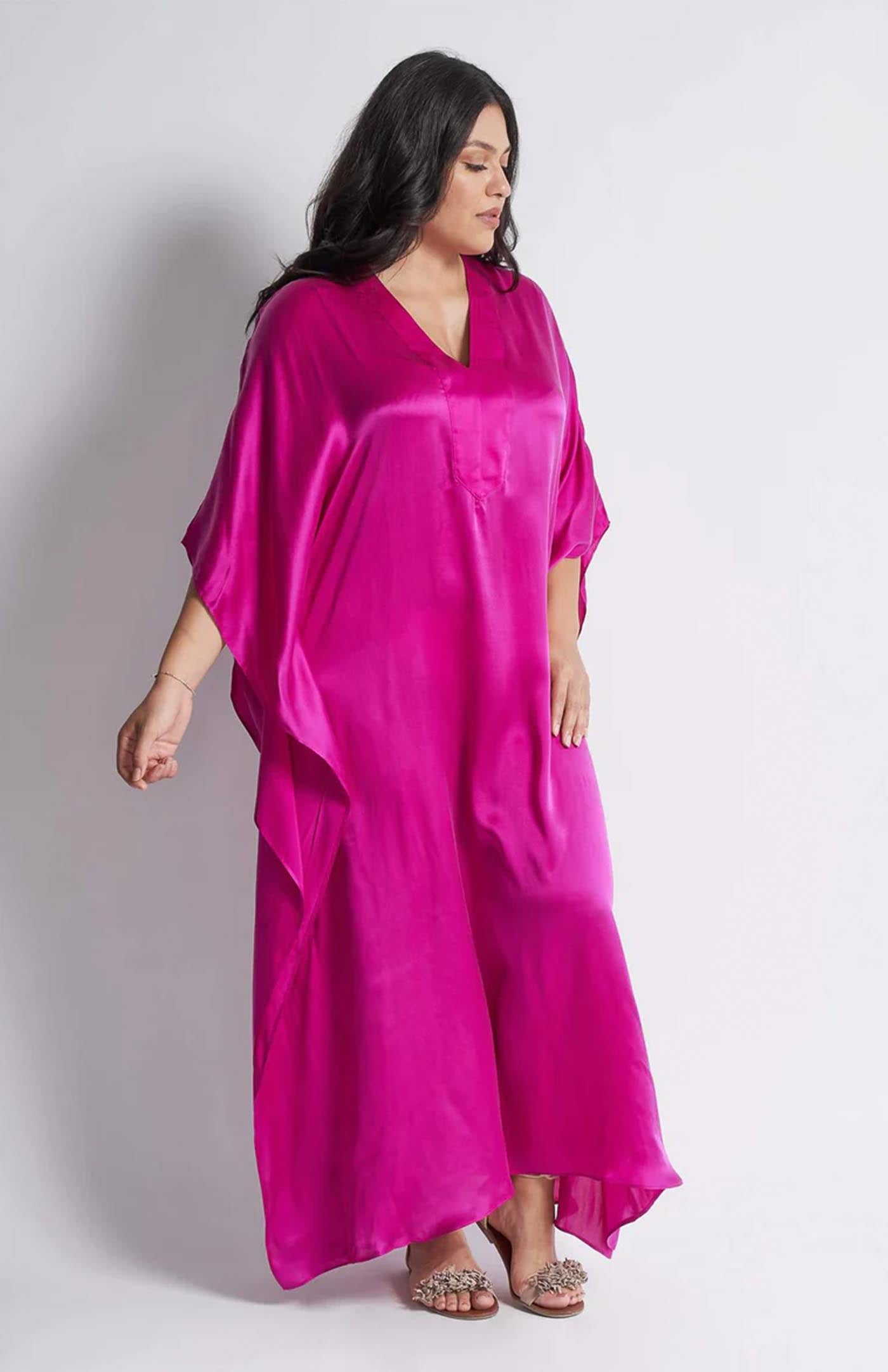 Blush Breeze | Women's Long Pink Cotton Kaftan Dress