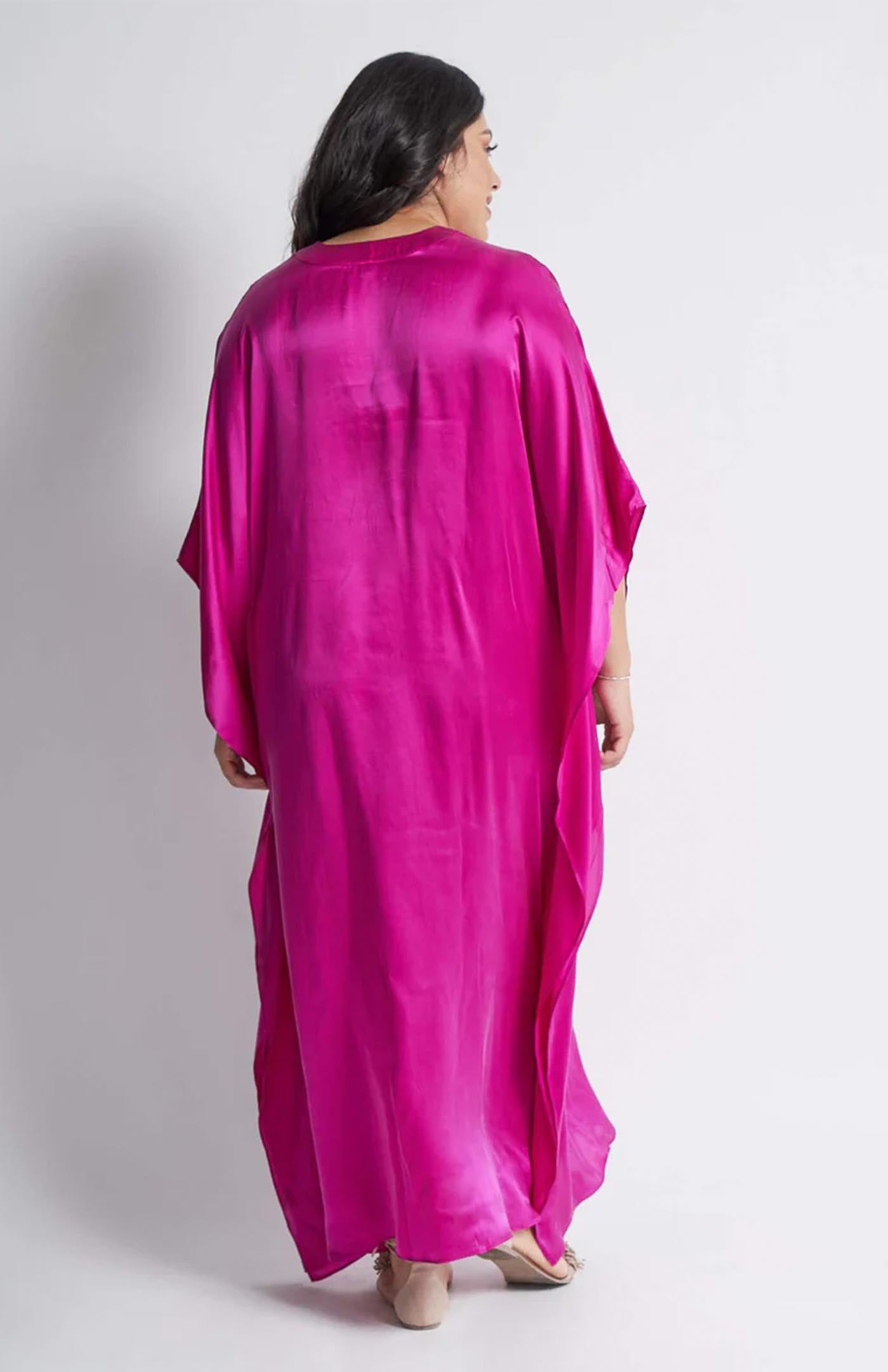 Blush Breeze | Women's Long Pink Cotton Kaftan Dress