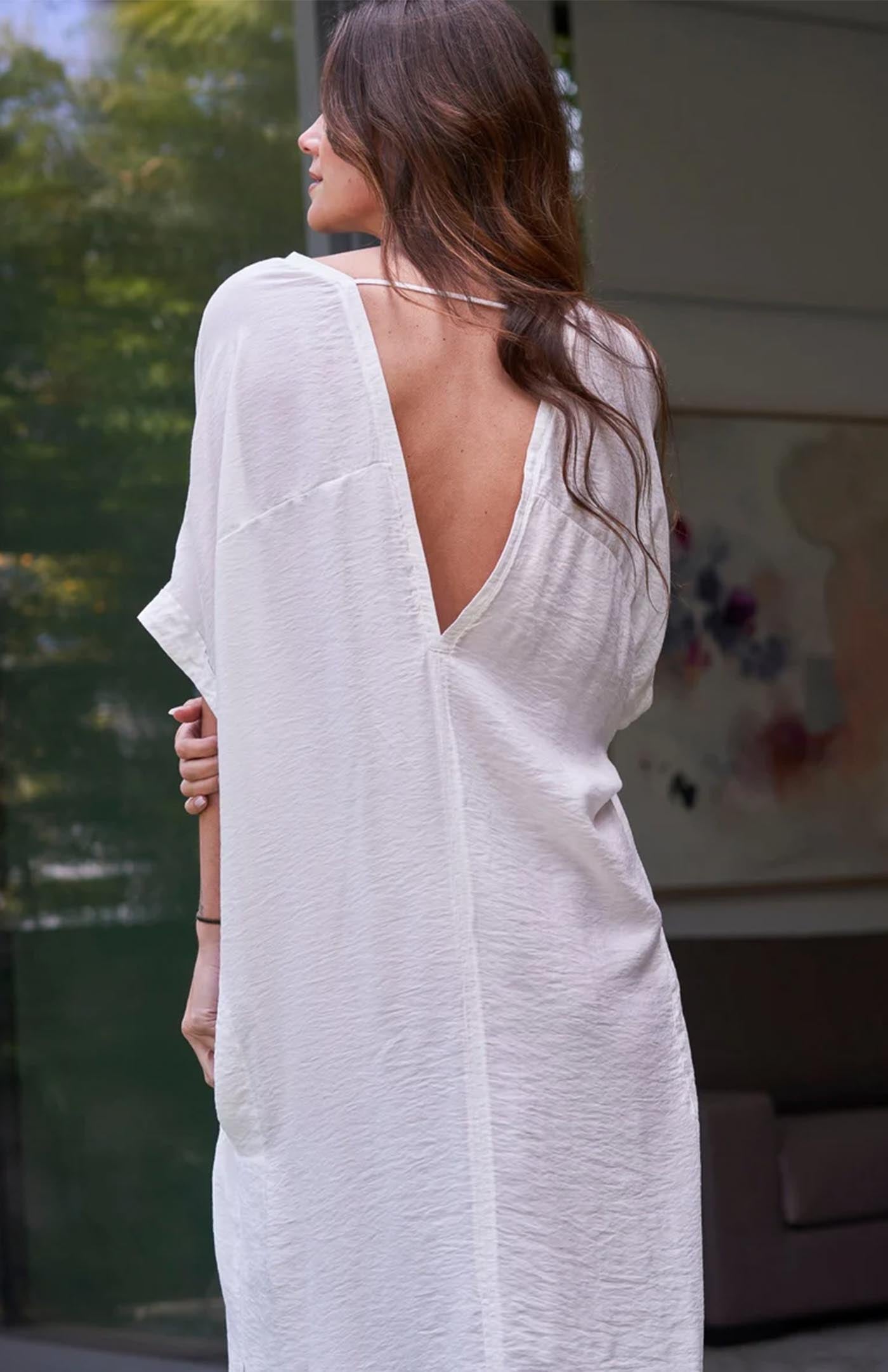 Ivory Serenity | Women's Long White Cotton Kaftan Dress