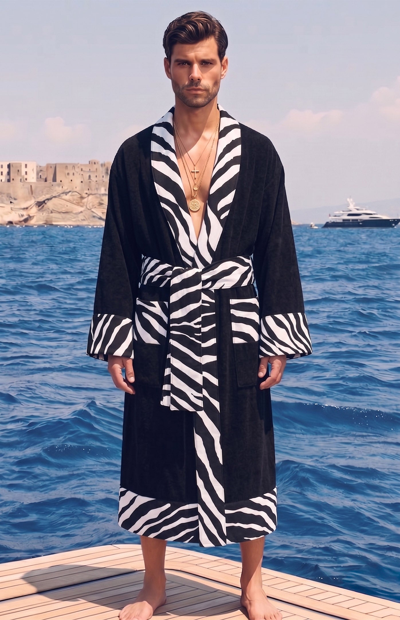 The Onyx Zebra| Printed Designer Robe