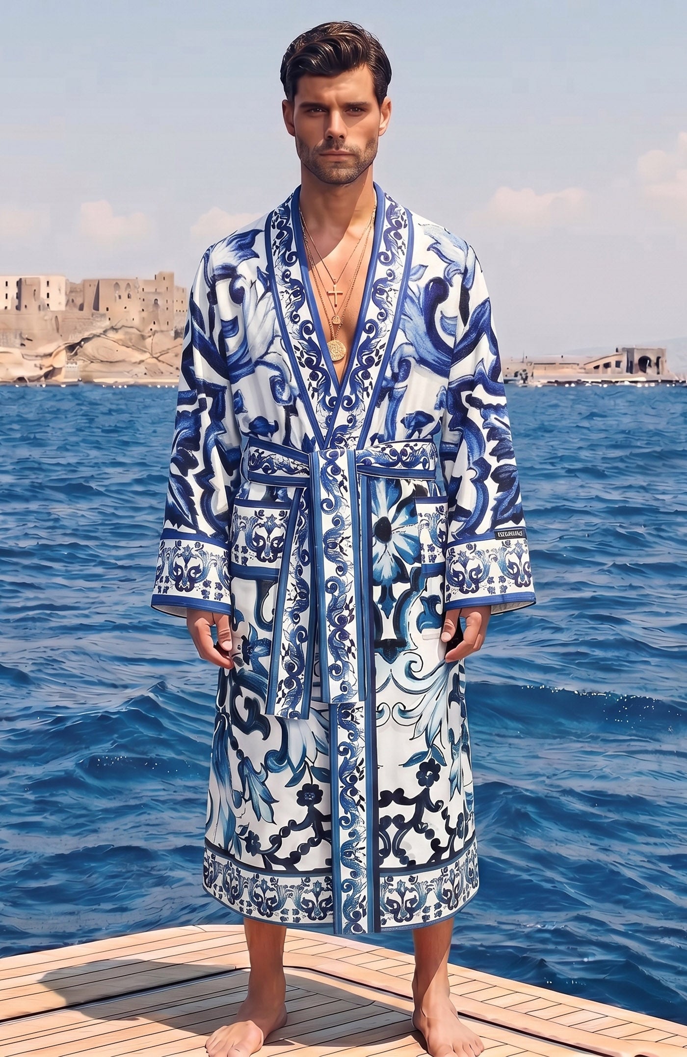 The Sapphire Majolica | Printed Designer Robe