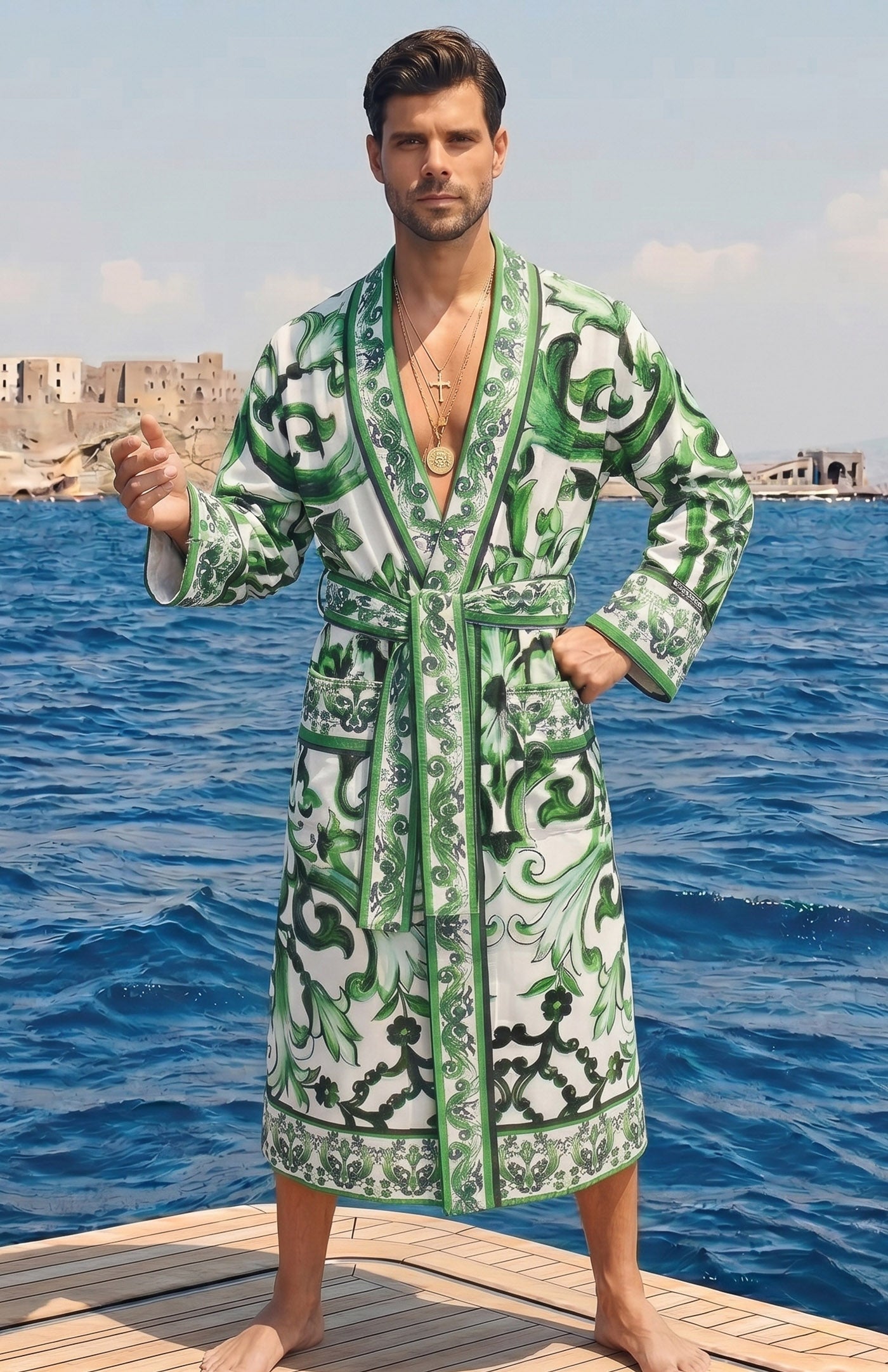 The Emerald Majolica | Printed Designer Robe