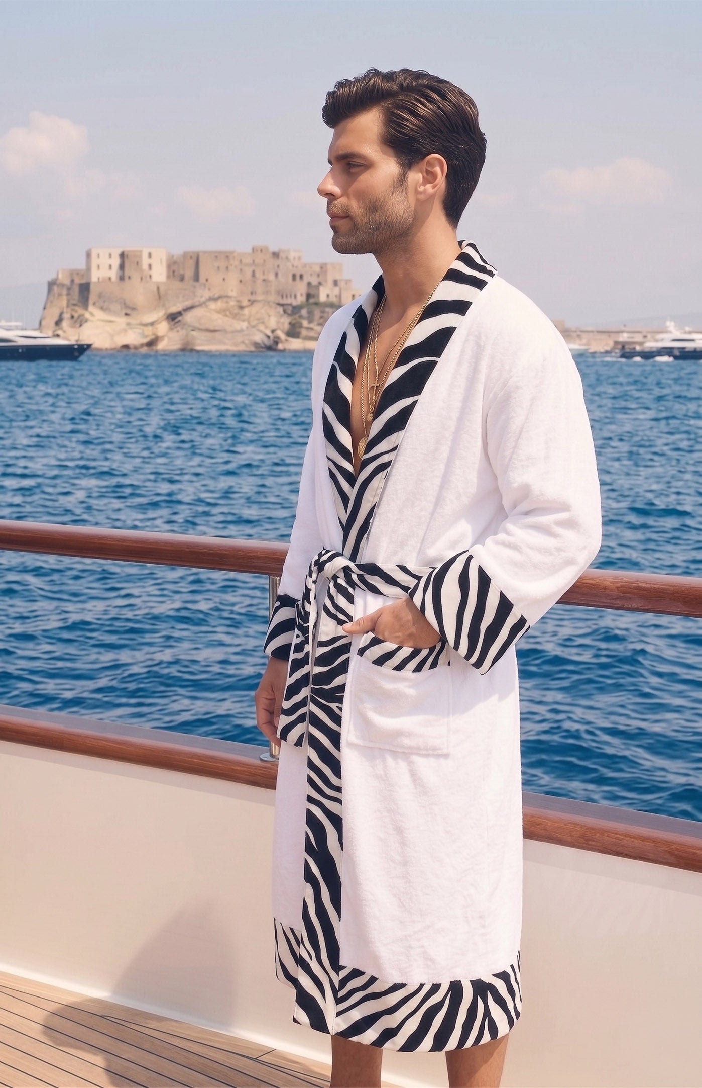 The Ivory Zebra | Printed Designer Robe