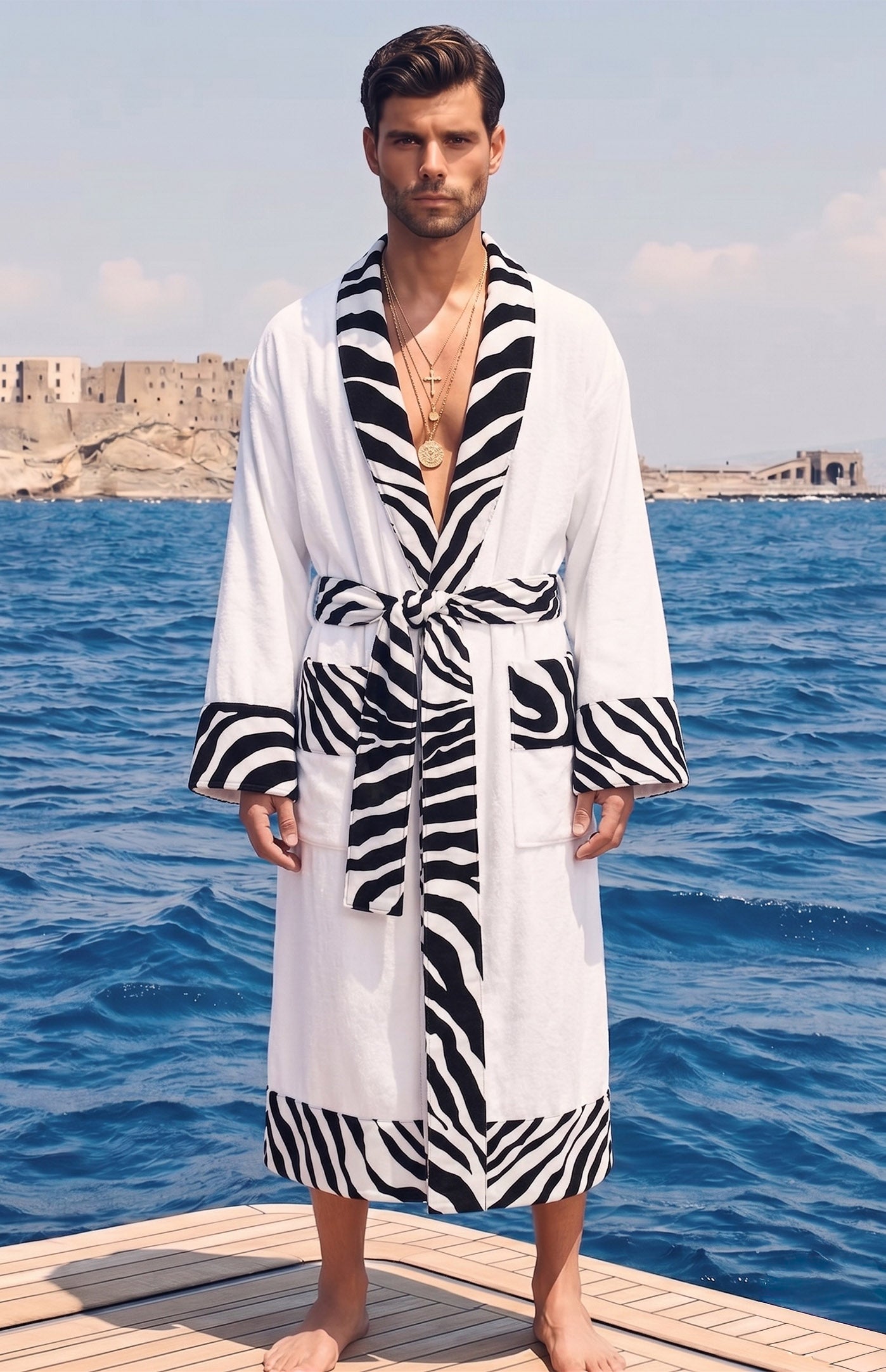 The Ivory Zebra | Printed Designer Robe