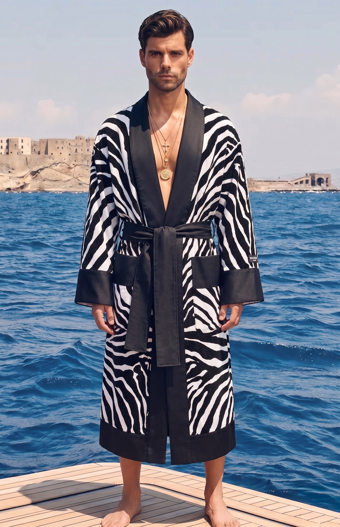 White Lines | Printed Designer Robe