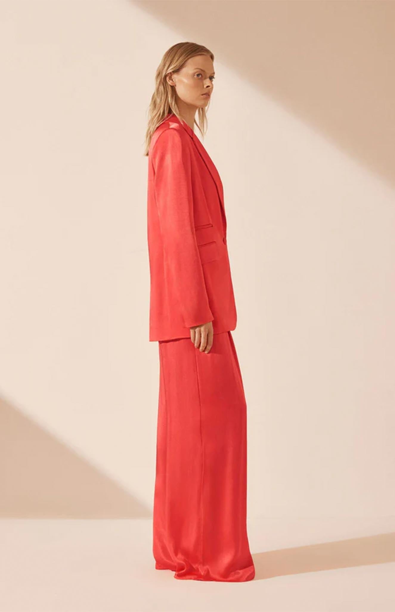 Luxeliv-women-blazer set-co-ord-formal-wear-officewear-red-orange