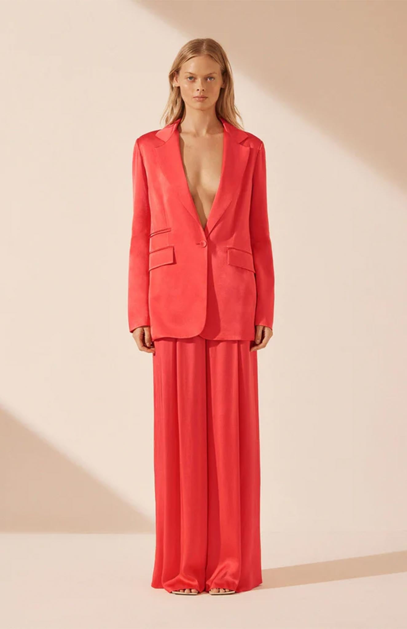 Luxeliv-women-blazer set-co-ord-formal-wear-officewear-red-orange