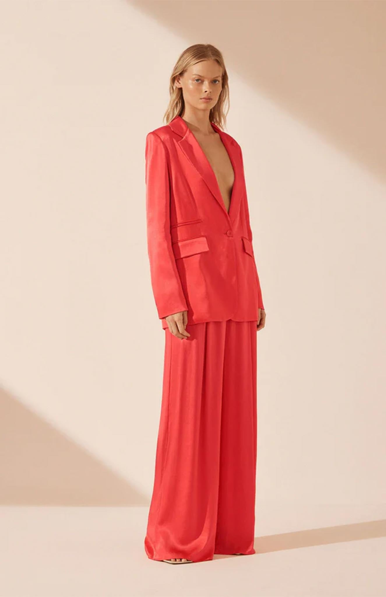Luxeliv-women-blazer set-co-ord-formal-wear-officewear-red-orange