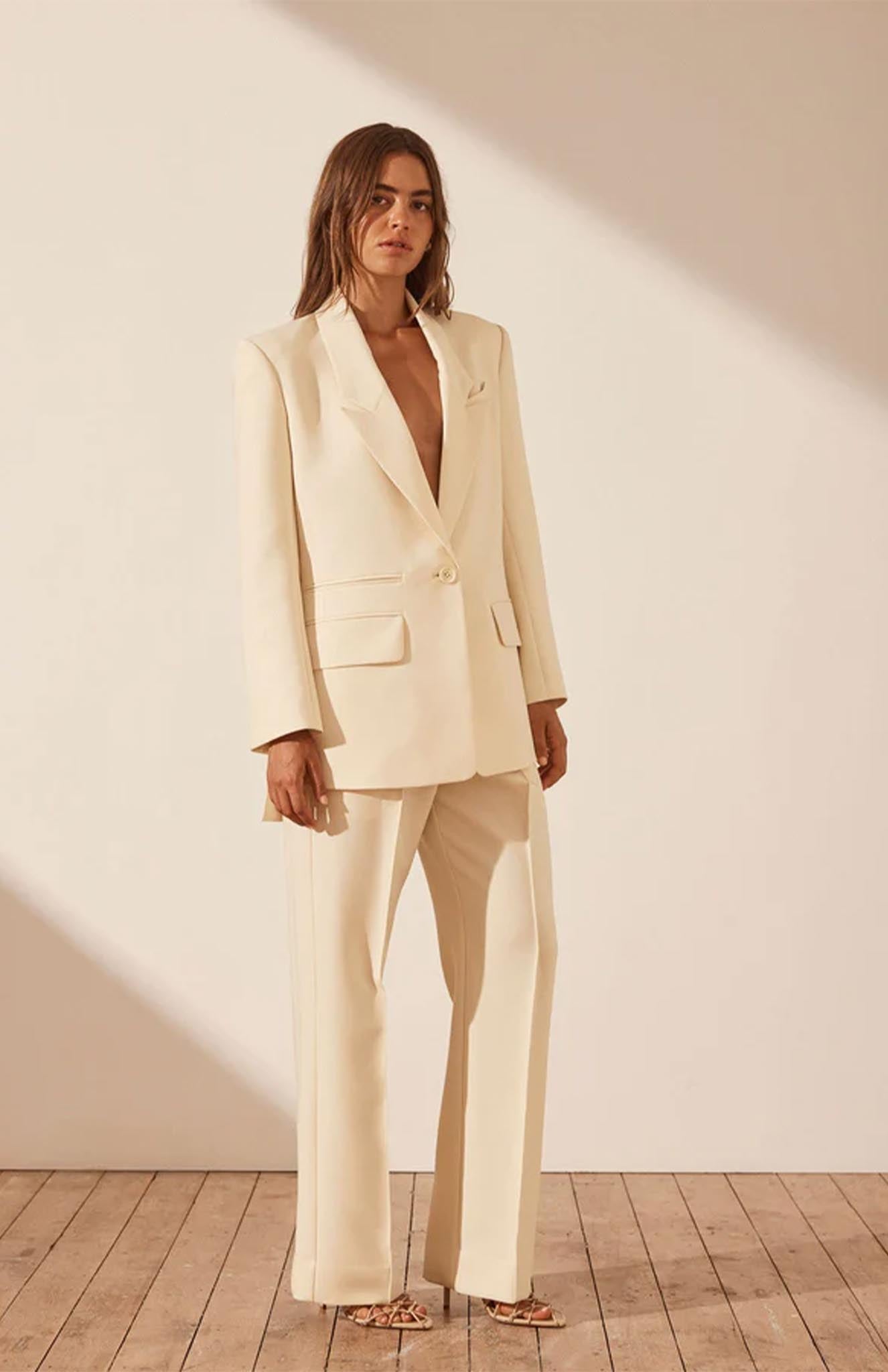 Champagne Charm | Beige Blazer Sets-luxeliv-women