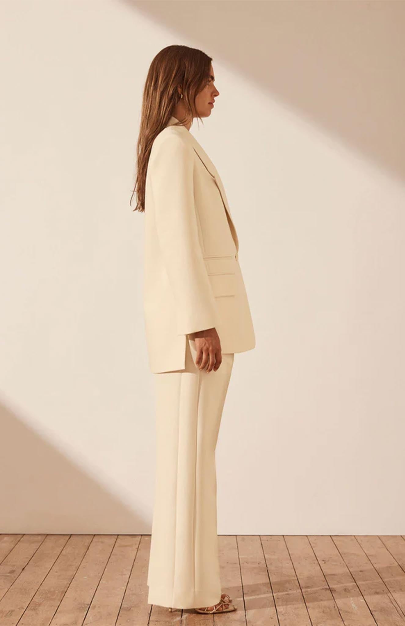 Champagne Charm | Beige Blazer Sets-luxeliv-women