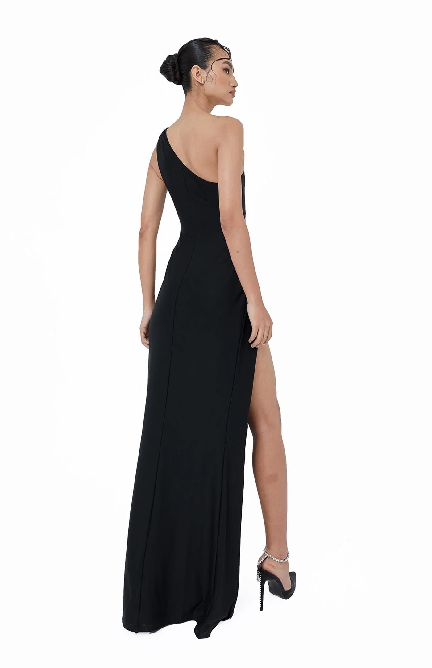 Starlit Slit Gown | Black Gown with Slit