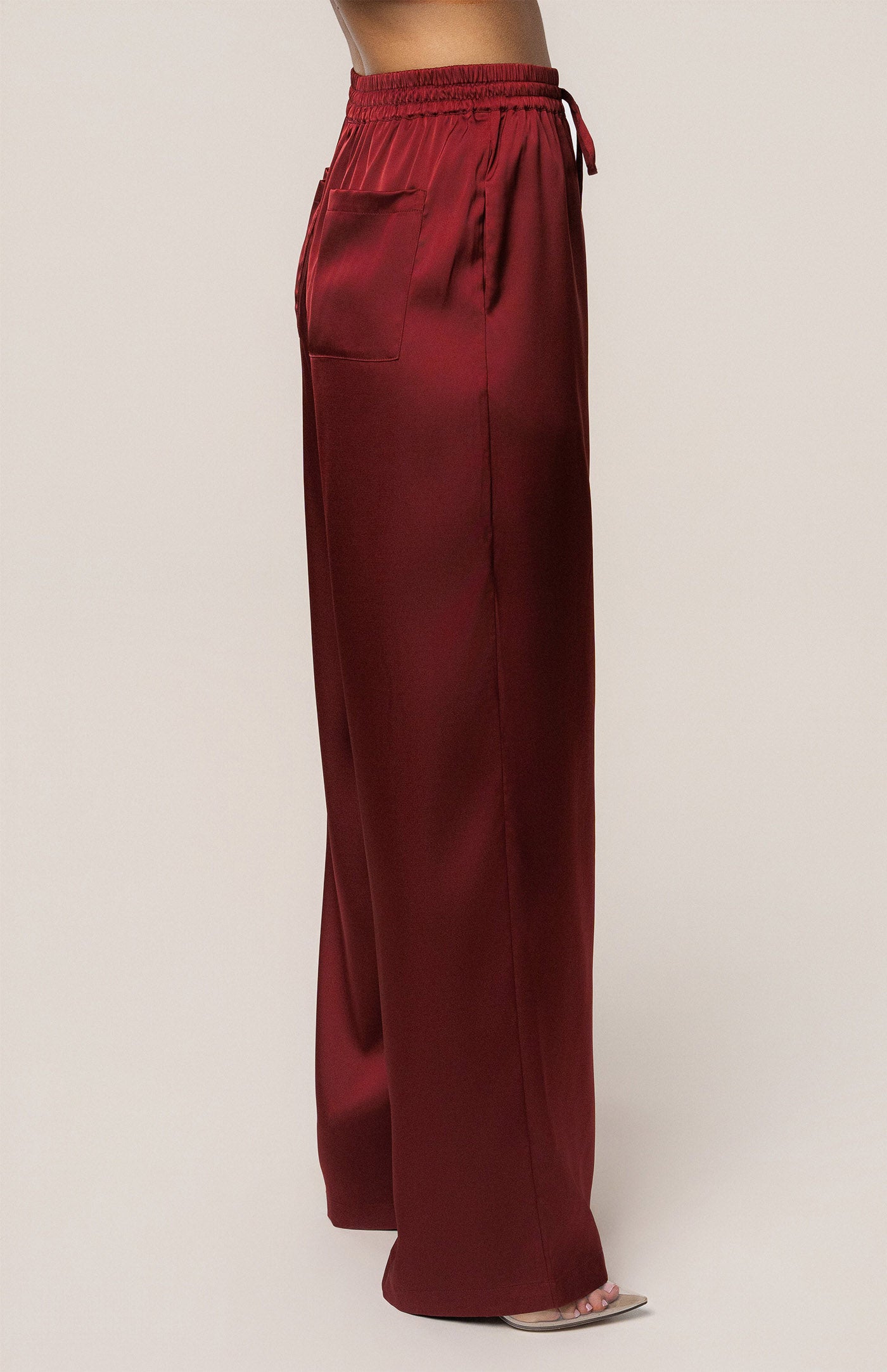 Burgundy Luxe | Tailored Satin Button-Down Co-Ord