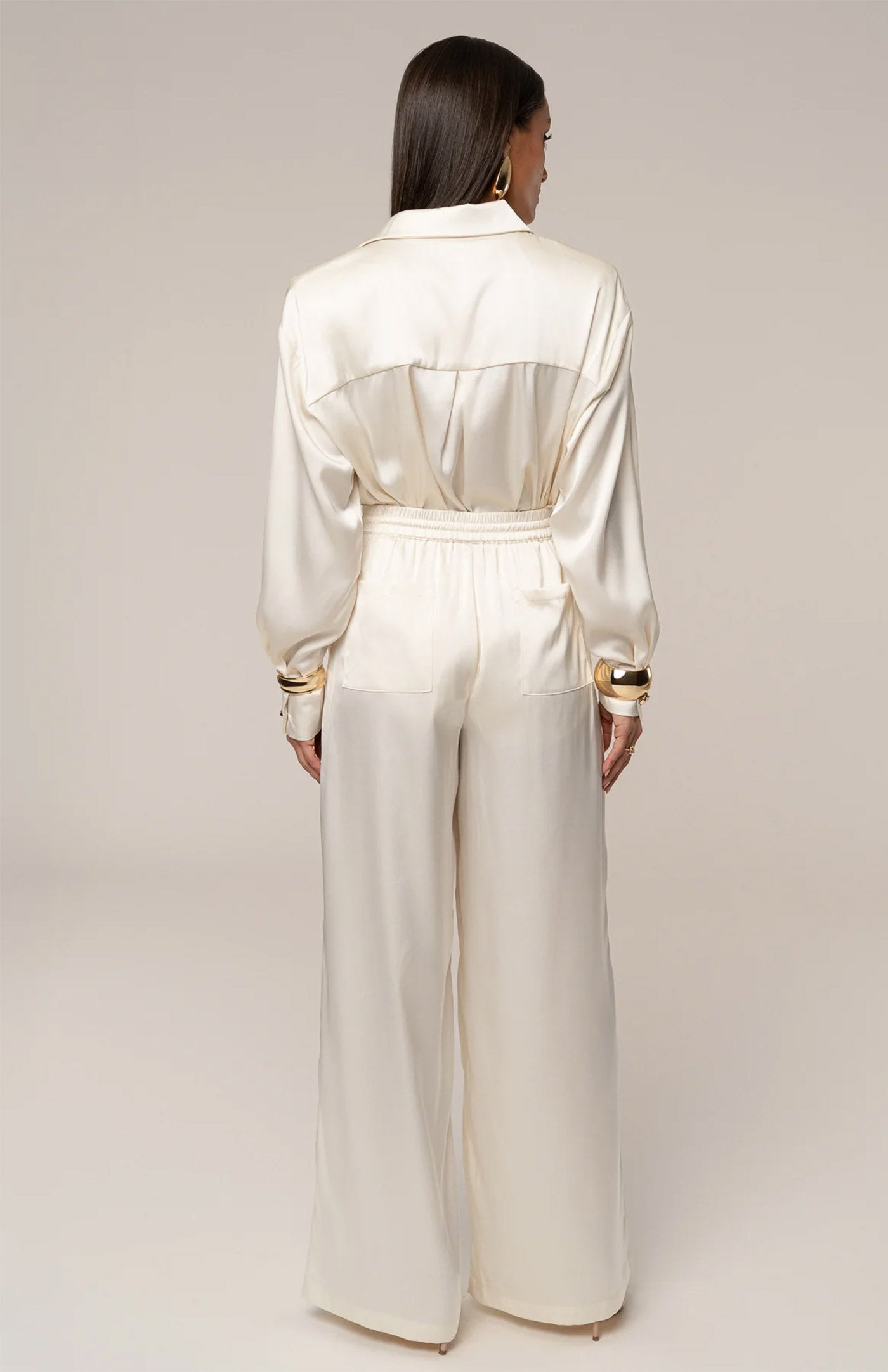 Ivory Empire | Tailored Satin Button-Down Co-Ord