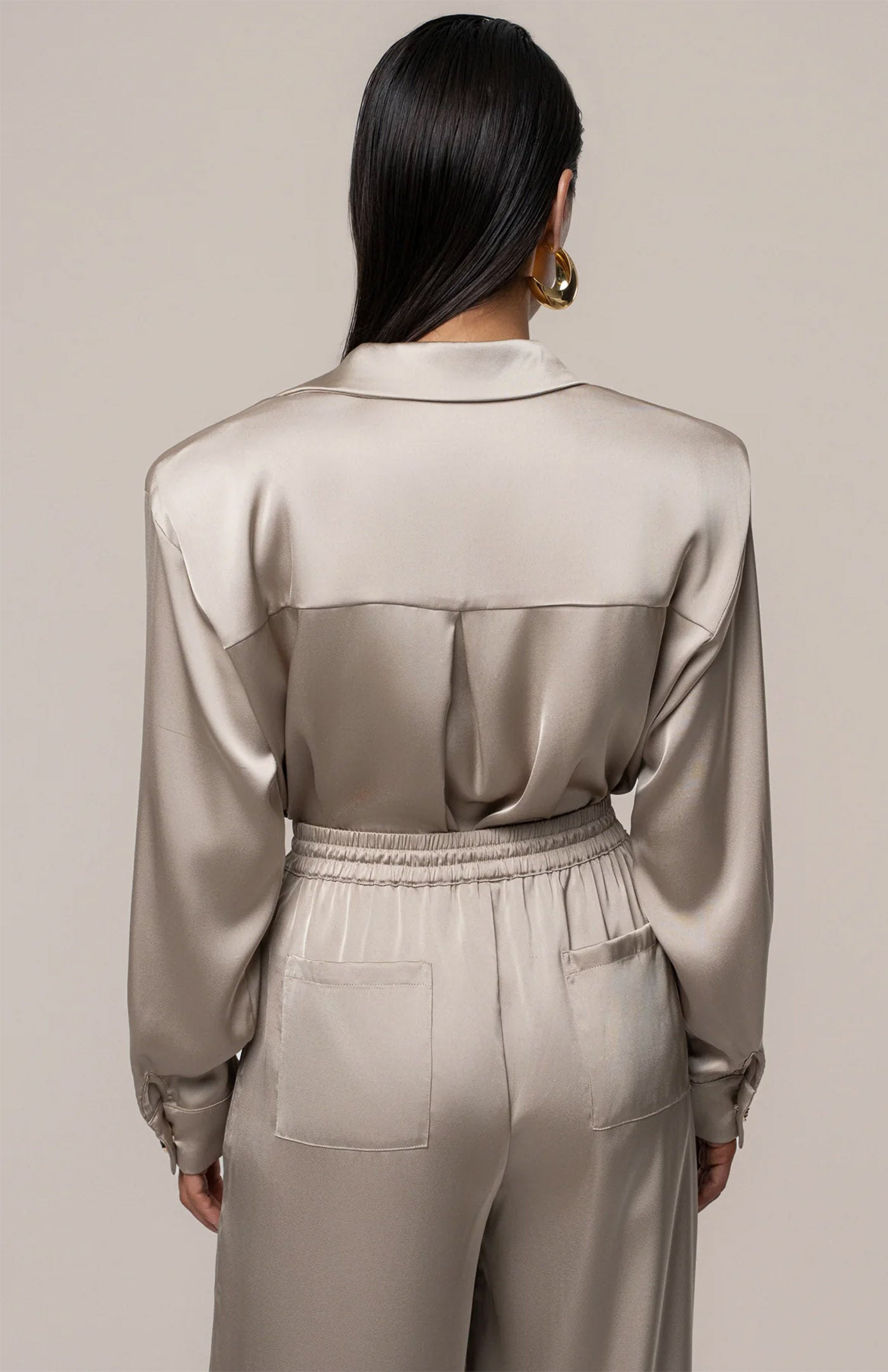 Champagne Dynasty | Tailored Satin Button-Down Co-Ord
