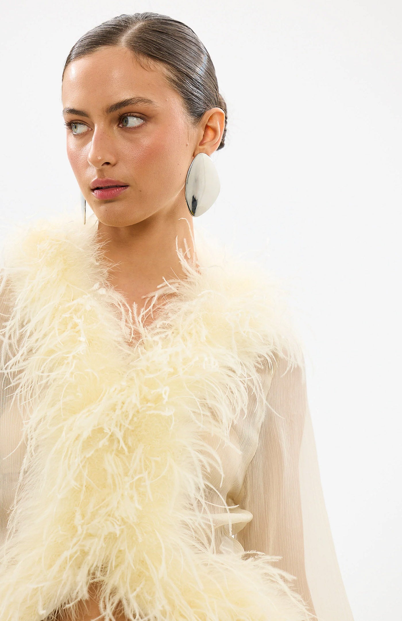 The Gaga Sheer Feather Yellow | Ostrich Feather Top