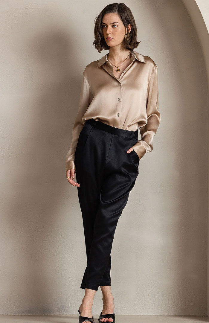 Golden Glimmer | Classic Satin Shirt
