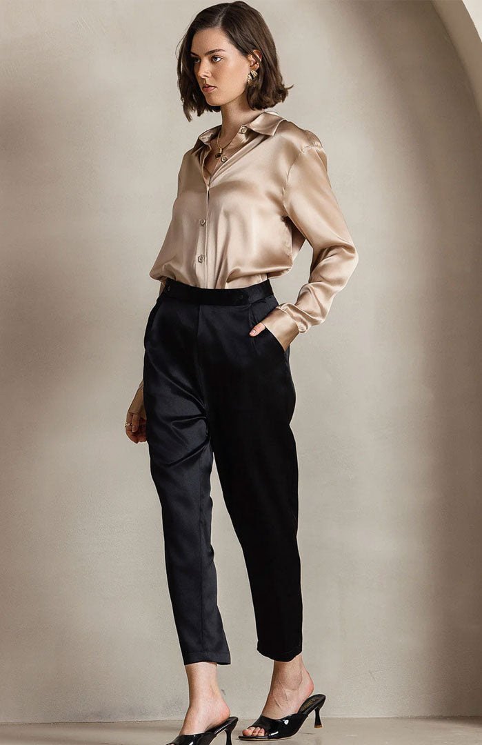 Golden Glimmer | Classic Satin Shirt