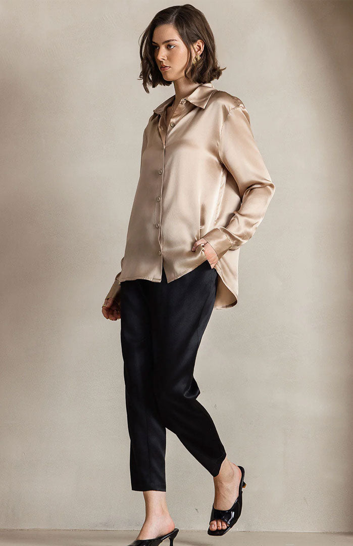 Golden Glimmer | Classic Satin Shirt