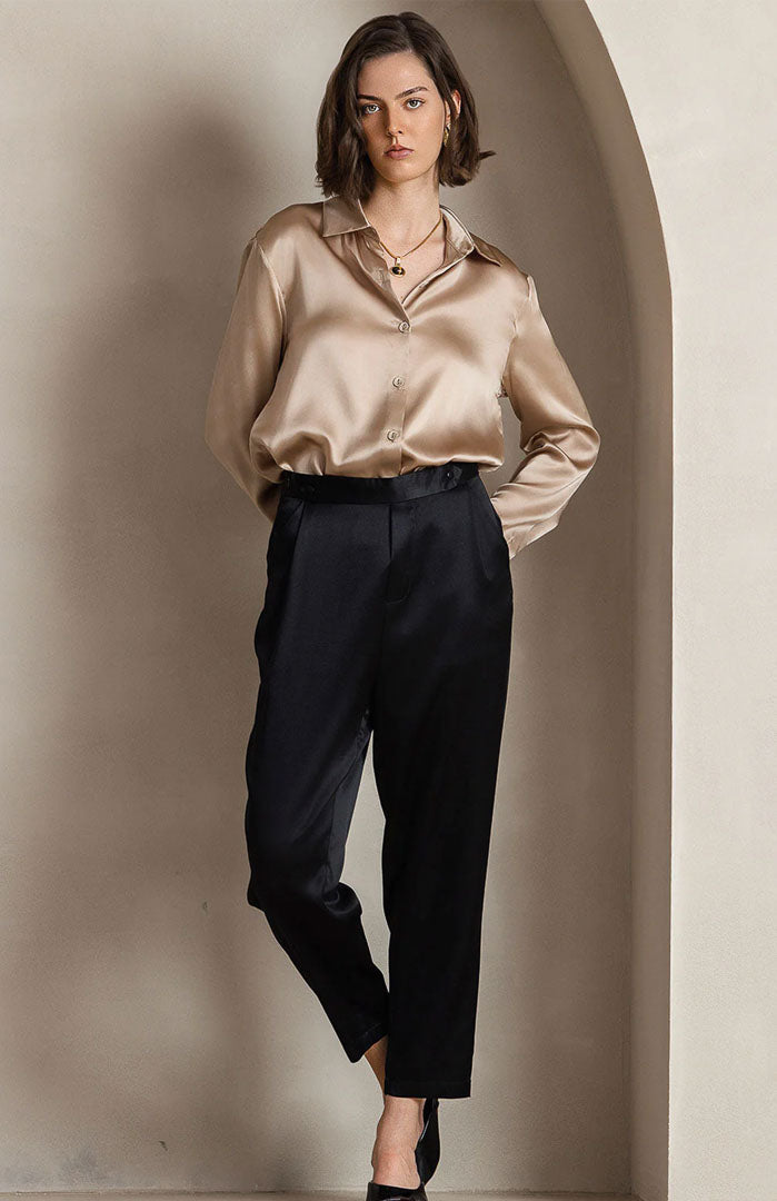 Golden Glimmer | Classic Satin Shirt