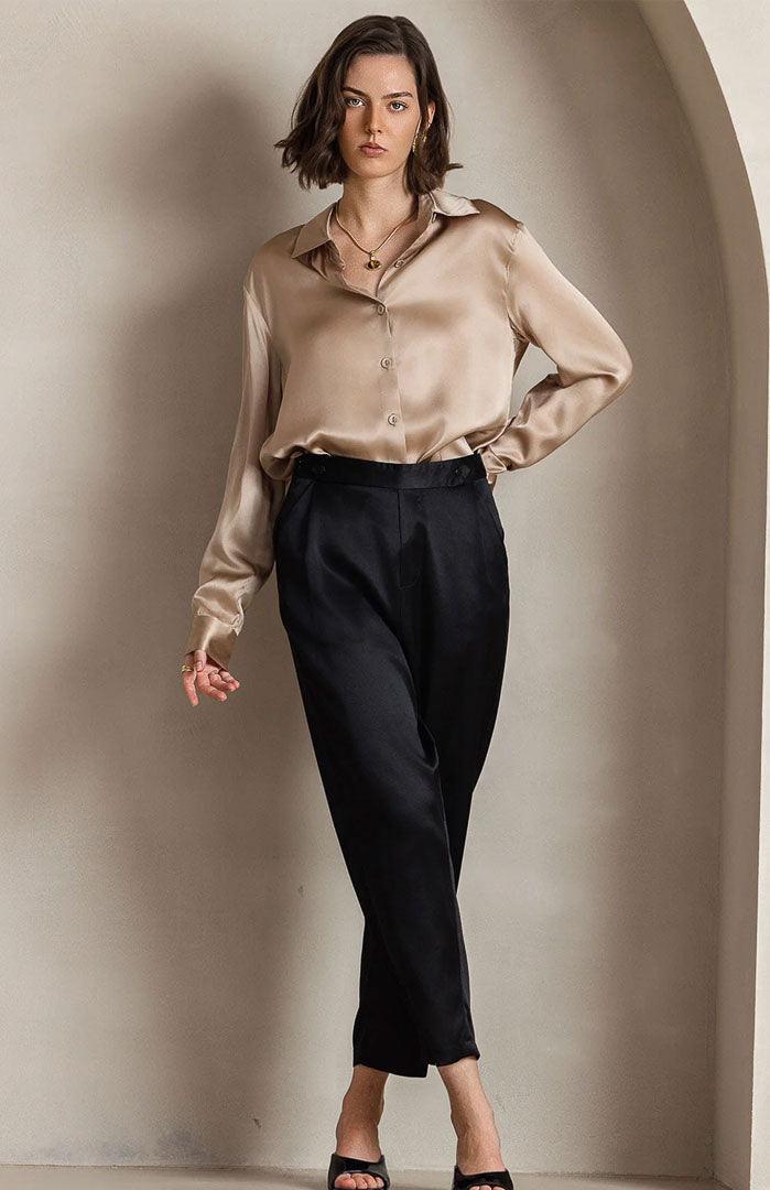 Golden Glimmer | Classic Satin Shirt