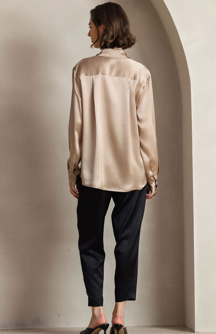 Golden Glimmer | Classic Satin Shirt