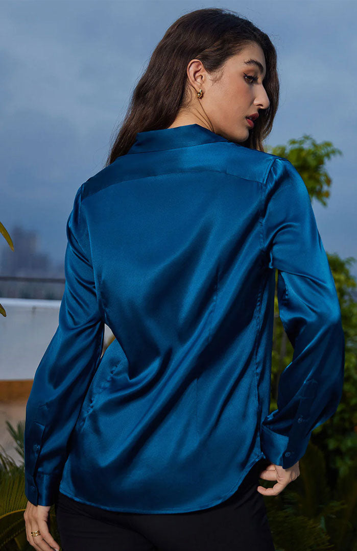 Blue Sapphire | Classic Satin Shirt