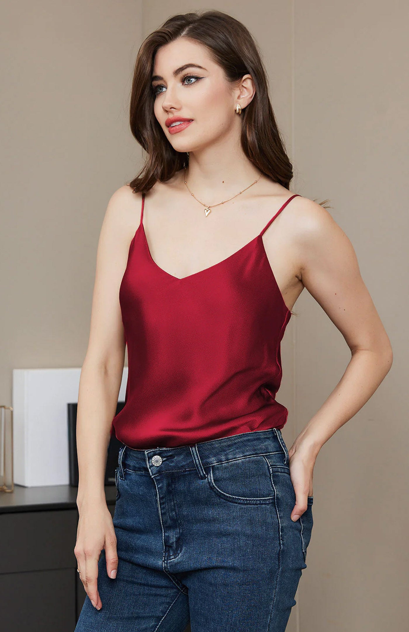 Red Rose | Satin Strappy Camisole Top