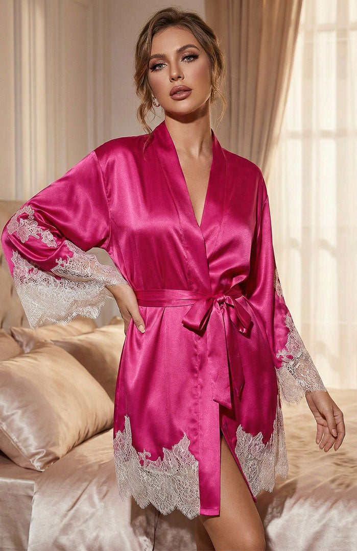 Love in Blush – Armani Satin Lace Robe