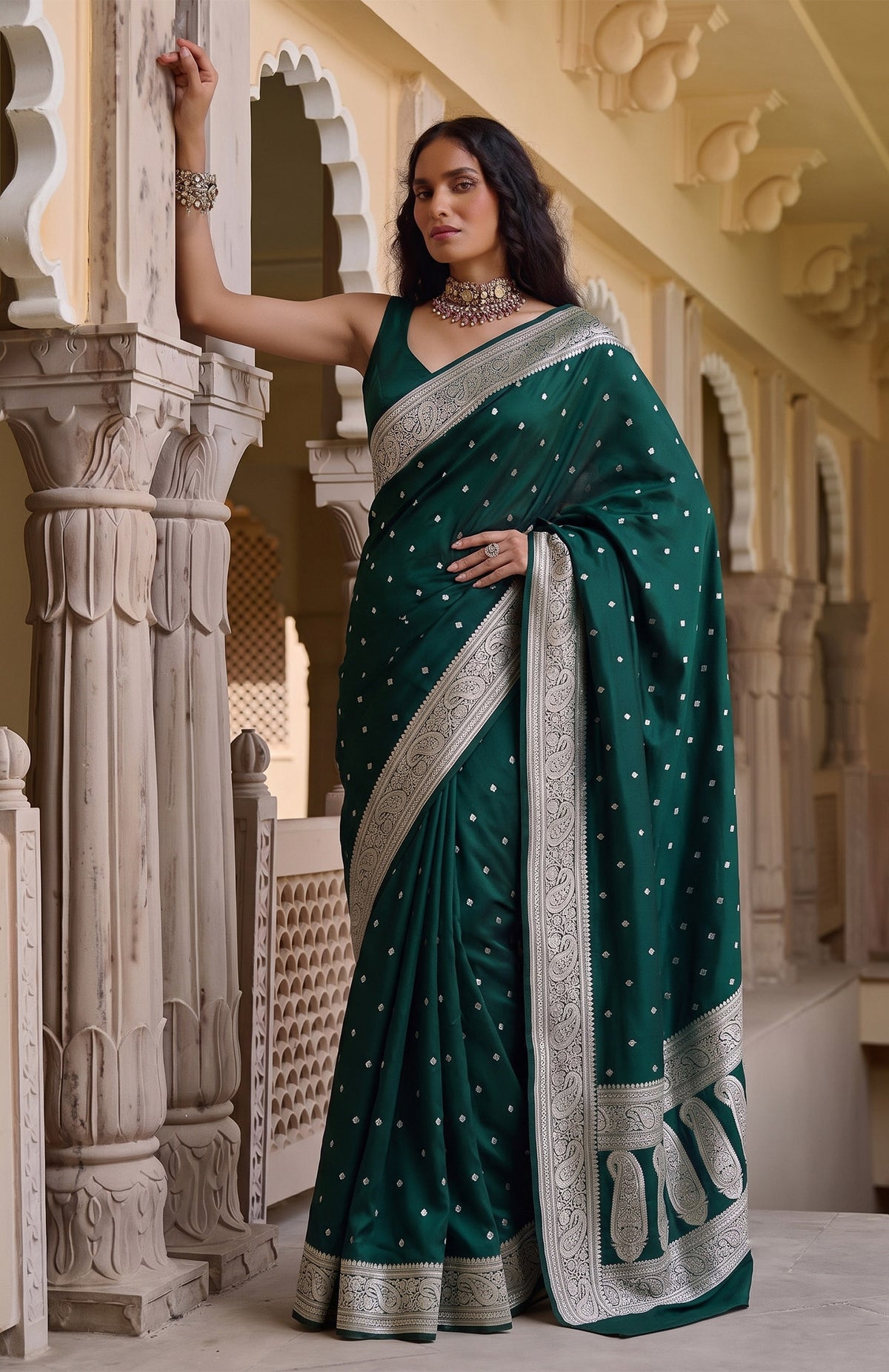Rajkumari Vanshree | Handwoven Mashru Katan Banarasi Saree