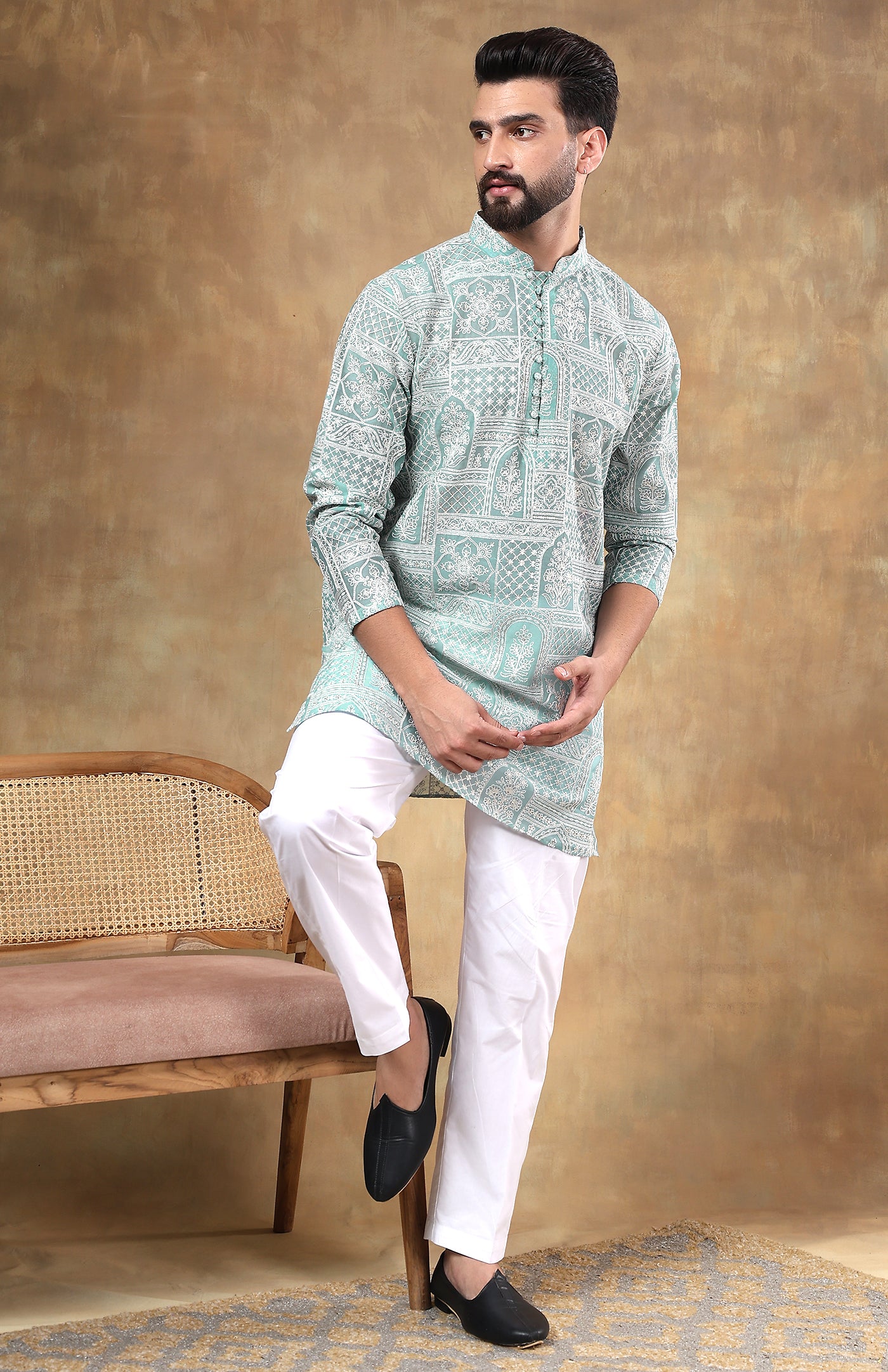 Pista Mehfil | Raw Chanderi Silk Kurta