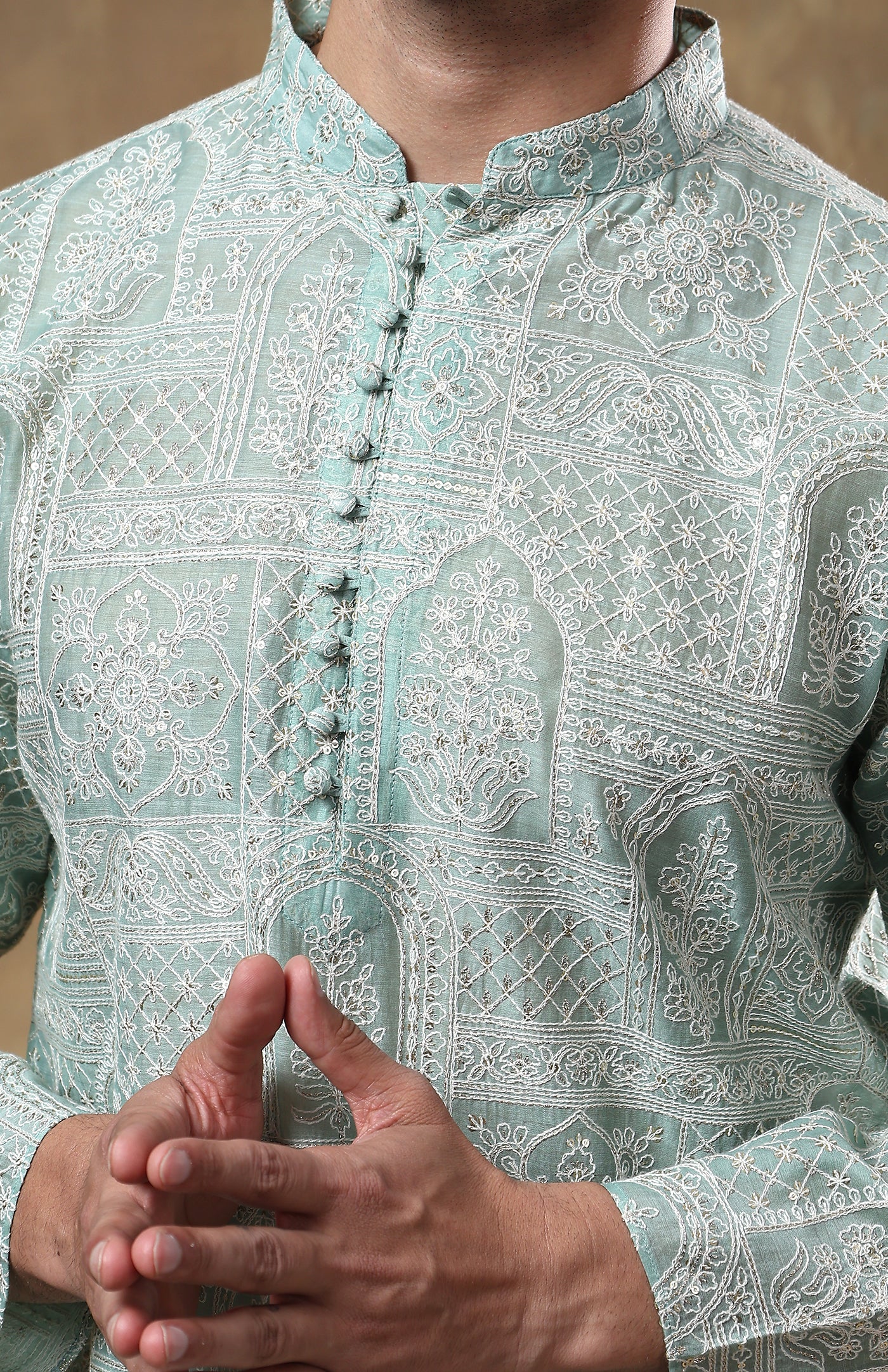 Pista Mehfil | Raw Chanderi Silk Kurta