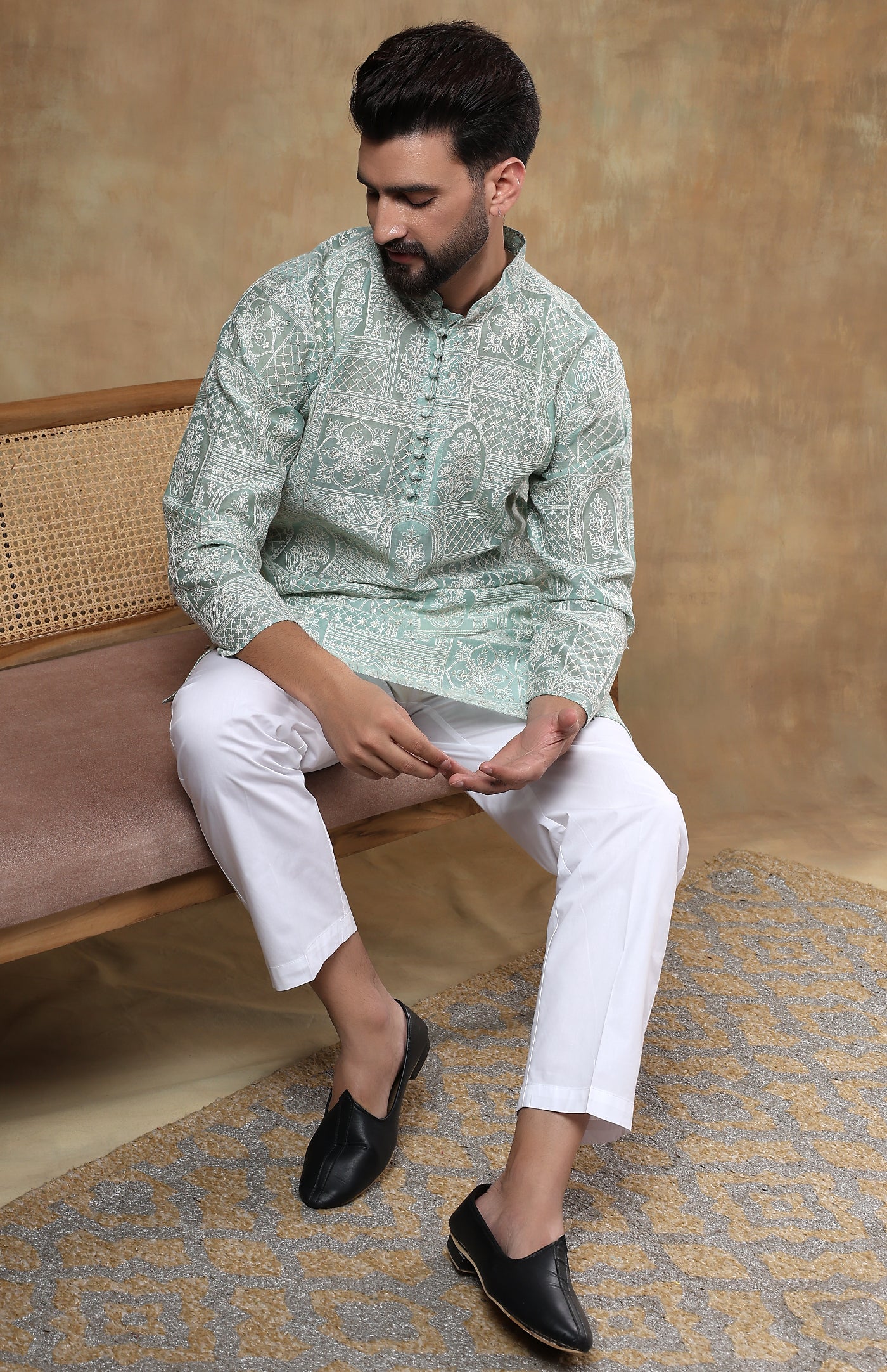 Pista Mehfil | Raw Chanderi Silk Kurta